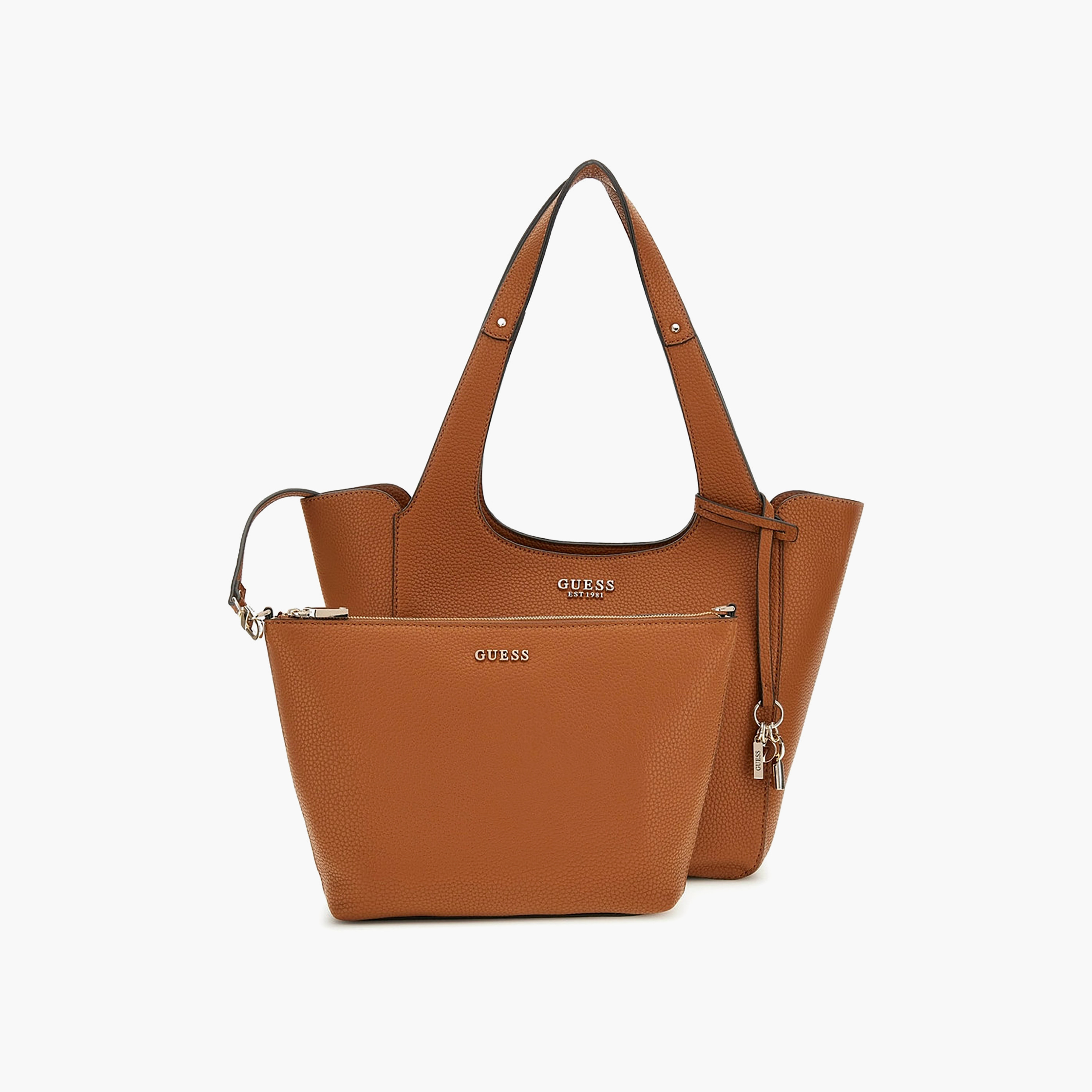Guess Calista Pebbled Texture Double Handle Tote Bag & Pouch with Magnetic Closure-women-bagsandwallets-handbags-image-5