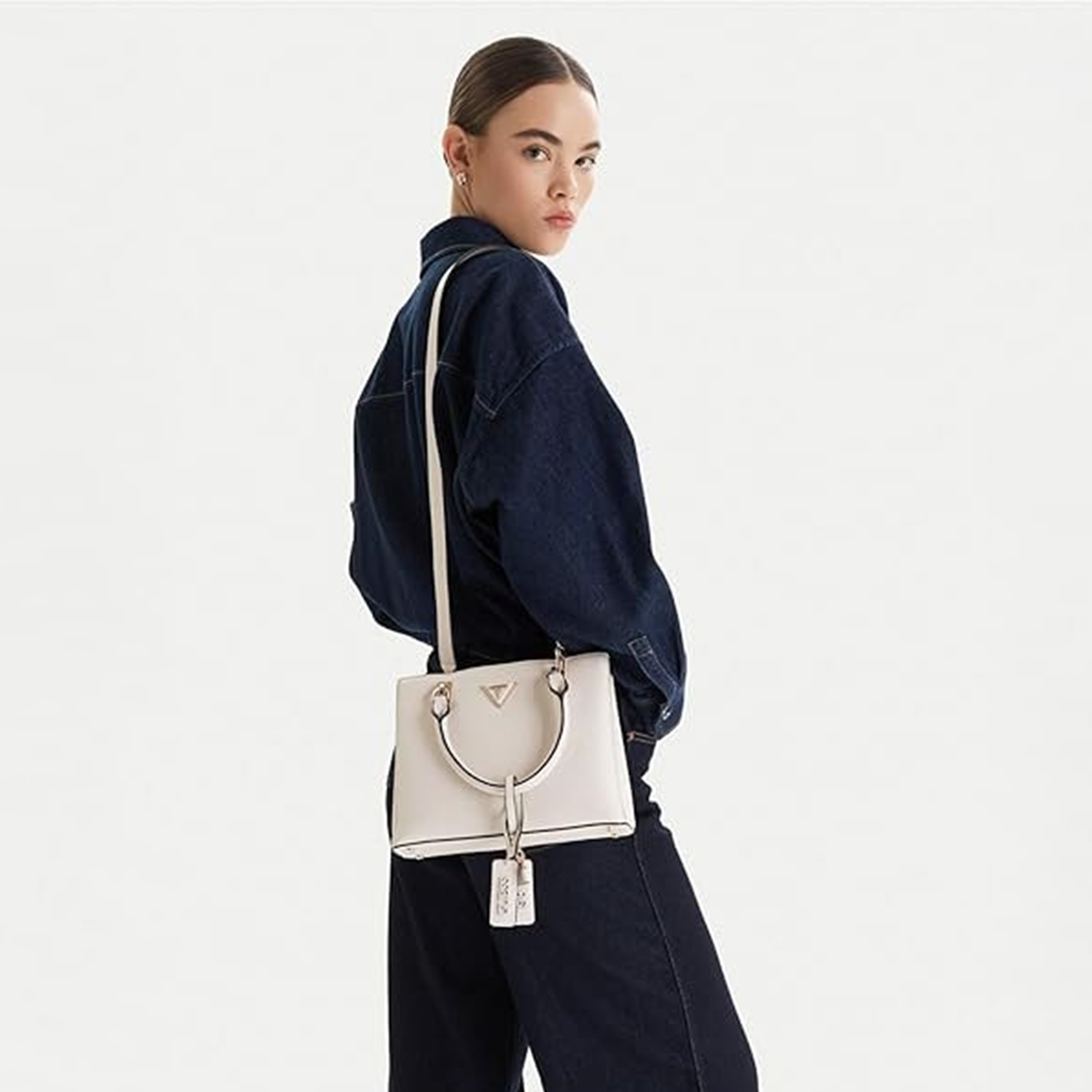 Guess Noelle Ii Double Handle Satchel Bag with Zipper Closure and Adjustable Strap-women-bagsandwallets-handbags-image-5
