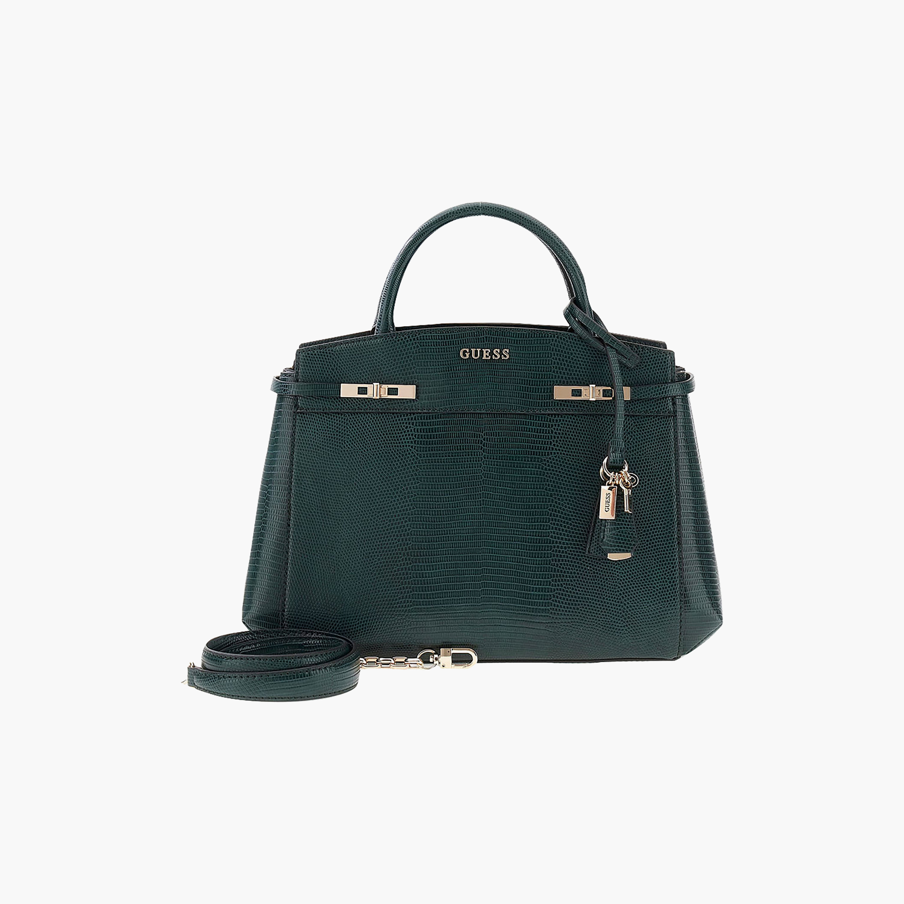 Guess Melinda Textured Double Handle Satchel Bag with Zip Closure and Detachable Strap-women-bagsandwallets-handbags-image-1