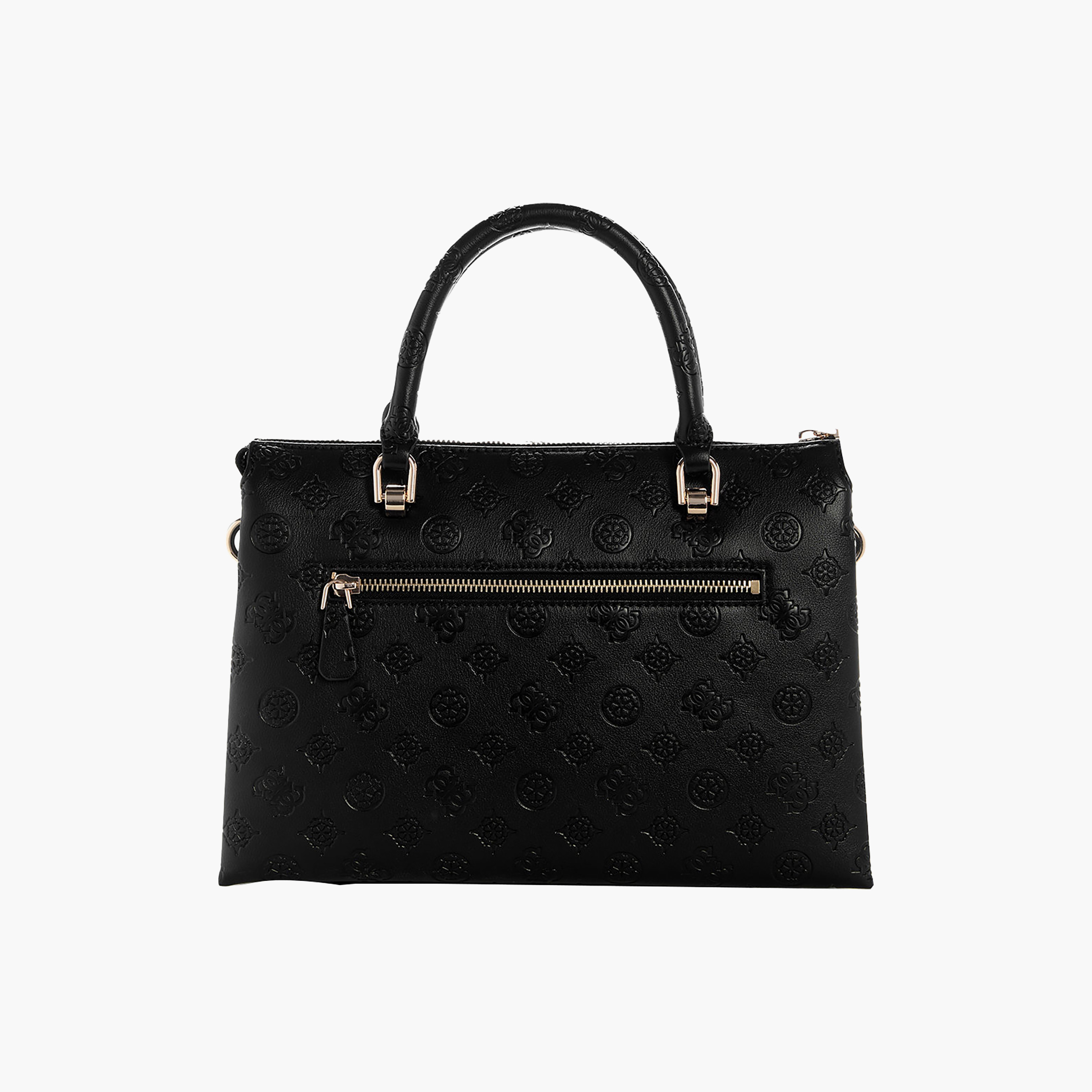 Guess Dita Monogram Double Handle Satchel Bag with Zipper Closure and Detachable Strap-women-bagsandwallets-handbags-image-2