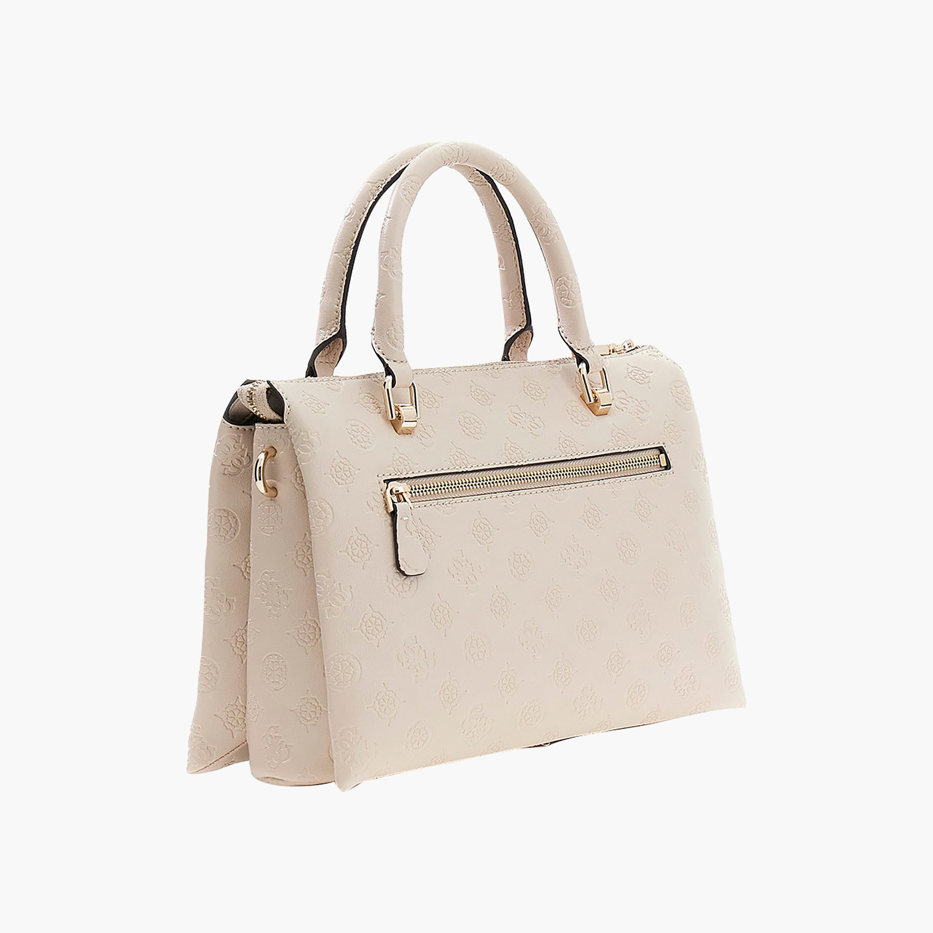 Guess Dita Monogram Double Handle Satchel Bag with Zipper Closure and Detachable Strap-women-bagsandwallets-handbags-image-2
