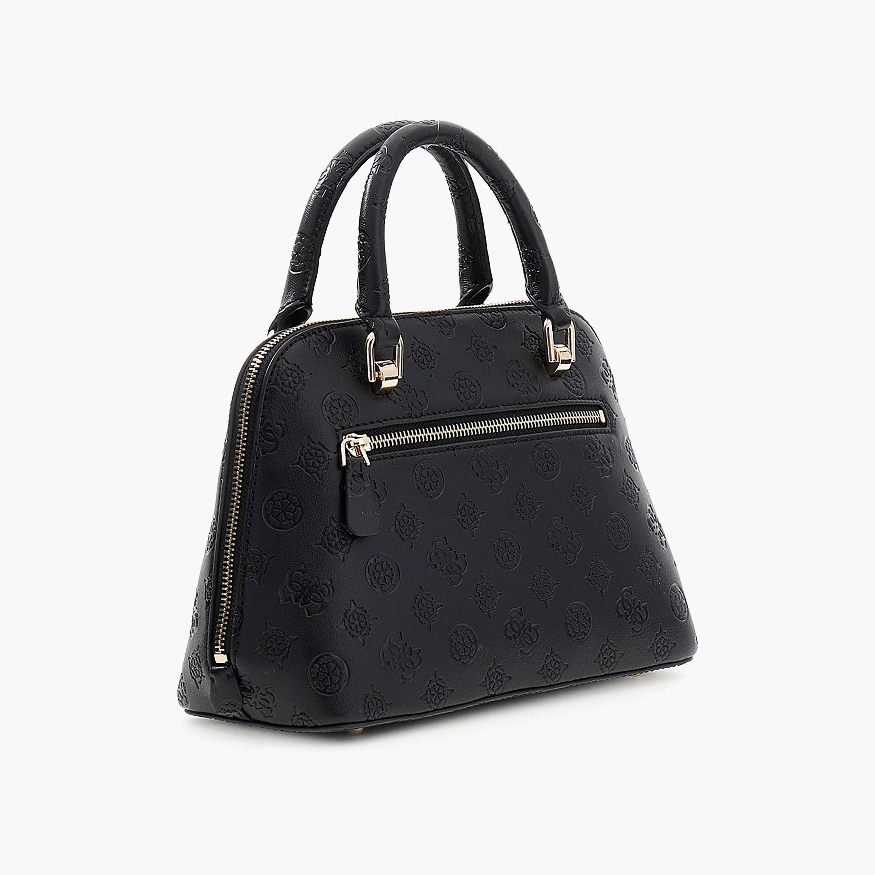 Guess Dita Monogram Double Handle Dome Satchel with Zipper Closure and Detachable Strap-women-bagsandwallets-handbags-image-2