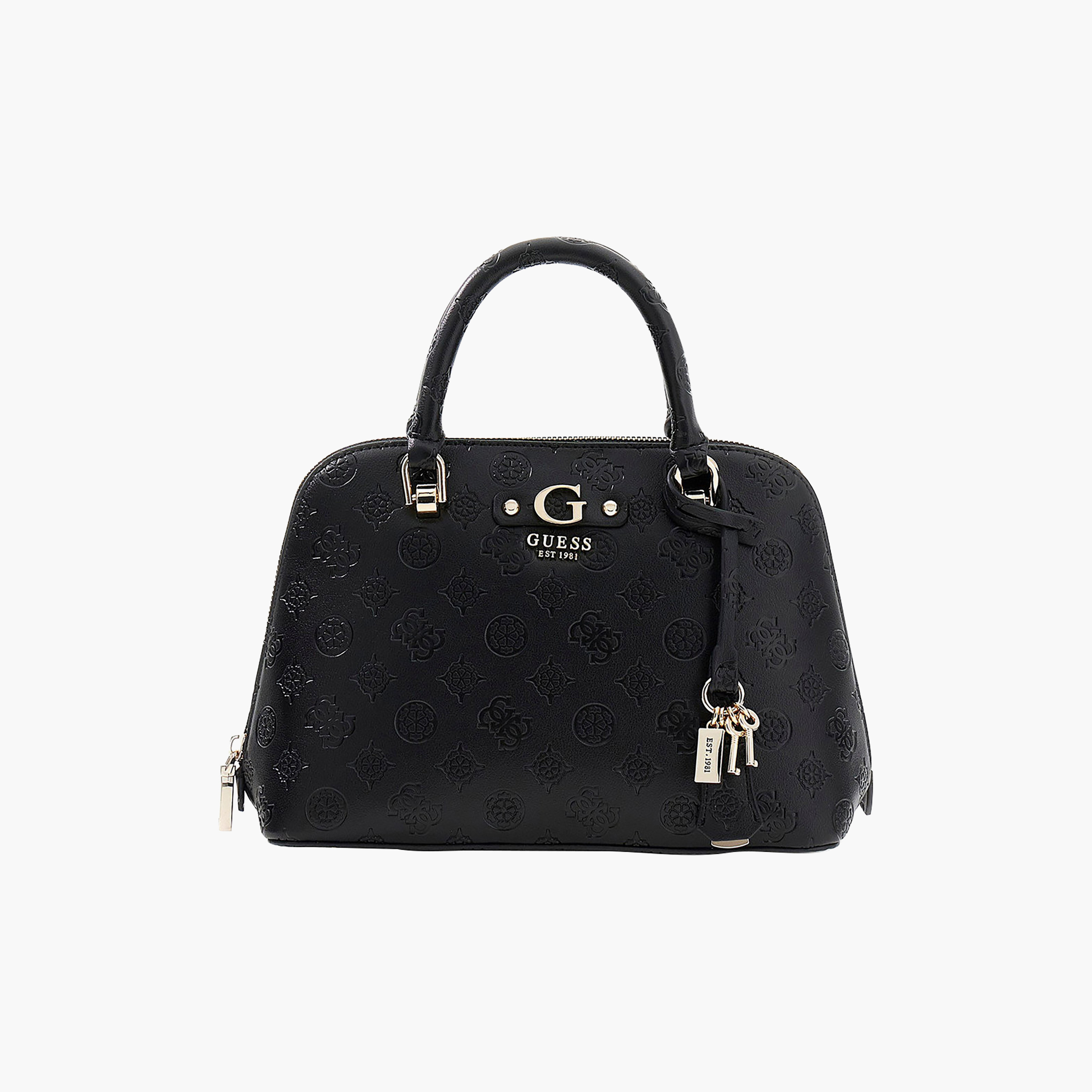 Guess Dita Monogram Double Handle Dome Satchel with Zipper Closure and Detachable Strap-women-bagsandwallets-handbags-image-4