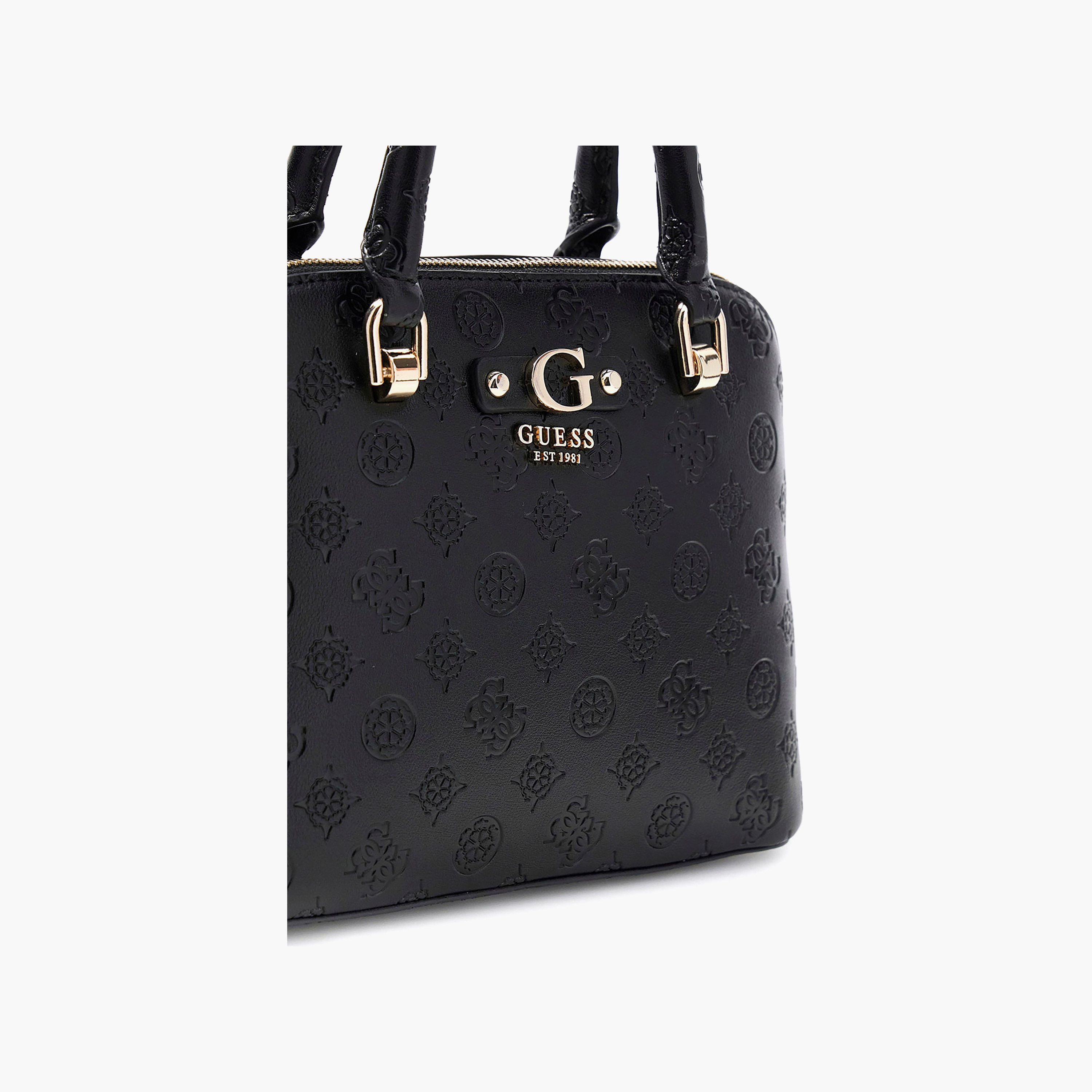 Guess Dita Monogram Double Handle Dome Satchel with Zipper Closure and Detachable Strap-women-bagsandwallets-handbags-image-5