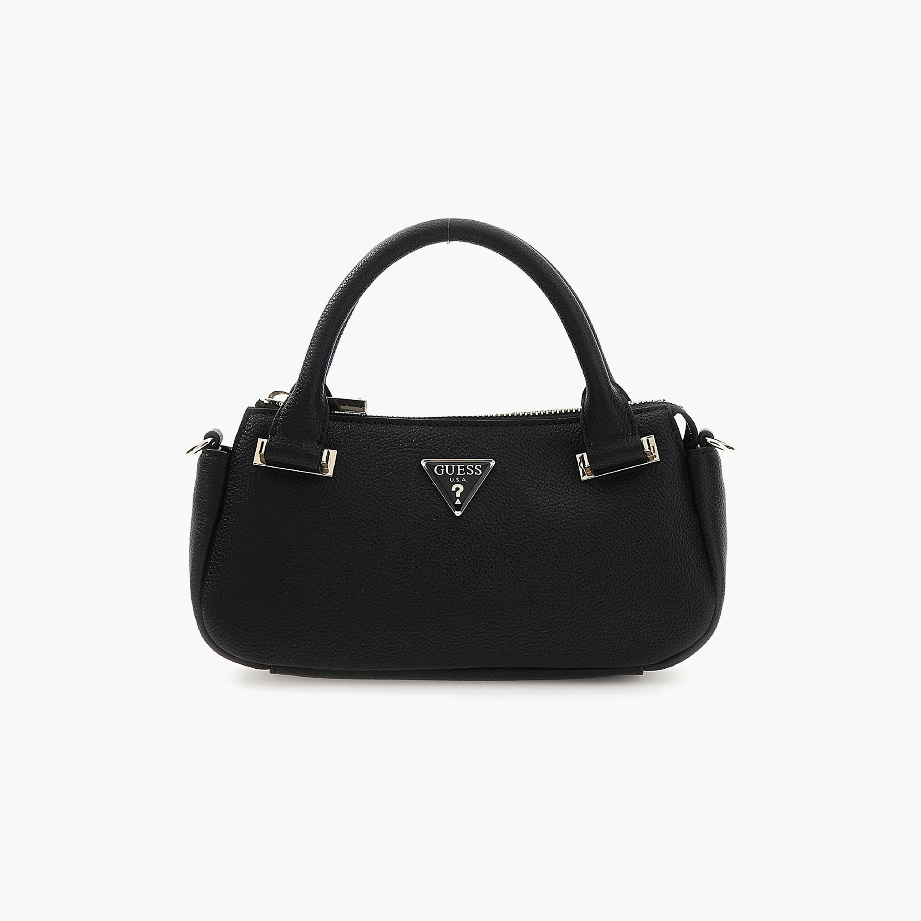 Guess Evie Textured Double Handle Mini Satchel Bag with Zipper Closure-women-bagsandwallets-handbags-image-1