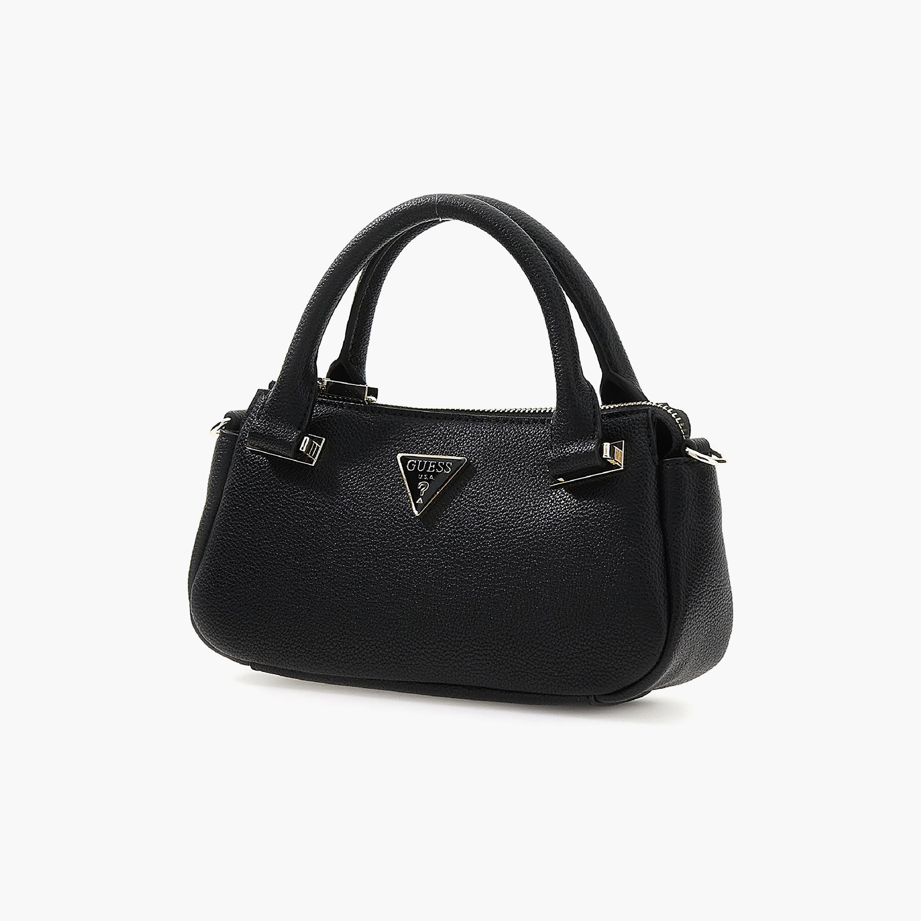 Guess Evie Textured Double Handle Mini Satchel Bag with Zipper Closure-women-bagsandwallets-handbags-image-2