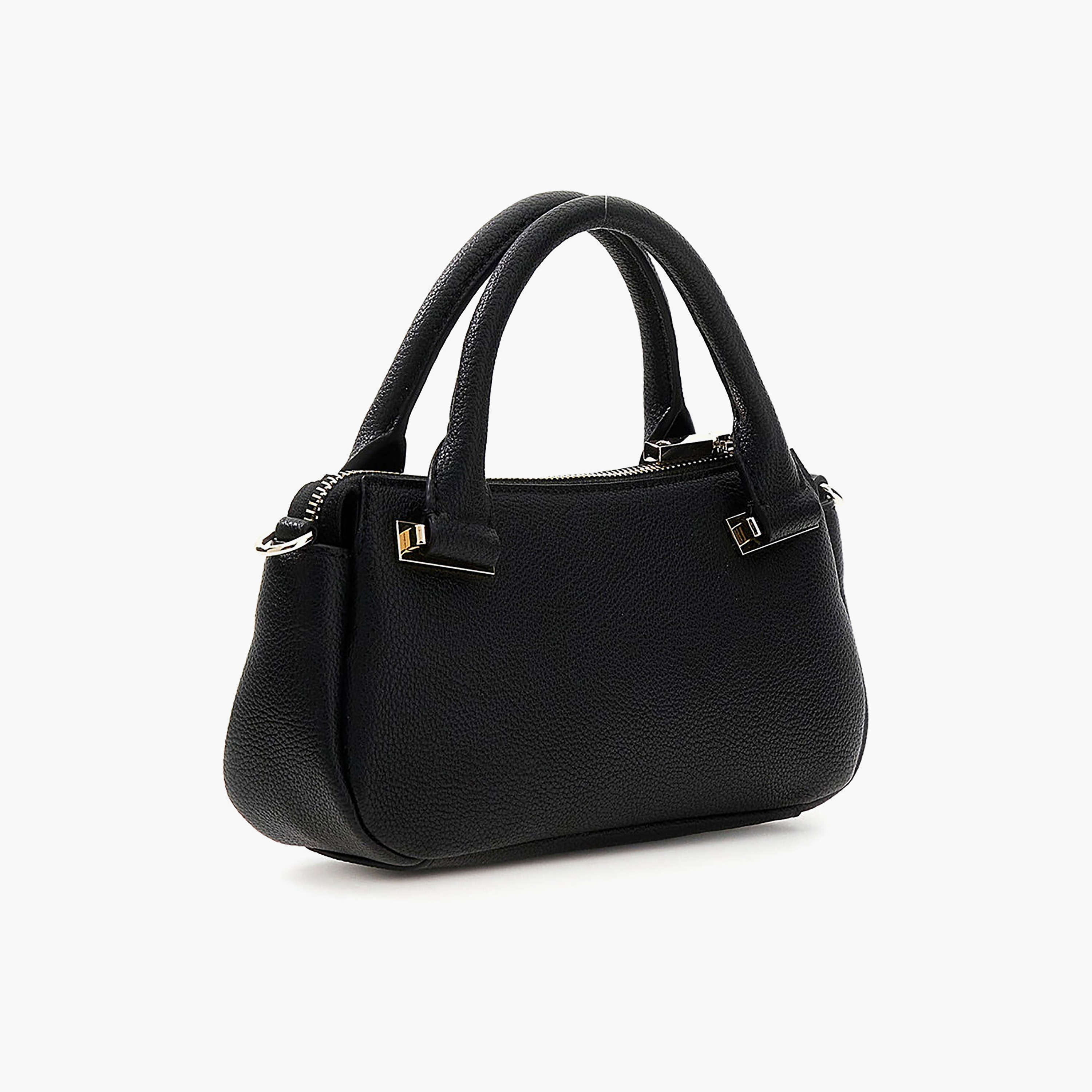 Guess Evie Textured Double Handle Mini Satchel Bag with Zipper Closure-women-bagsandwallets-handbags-image-4