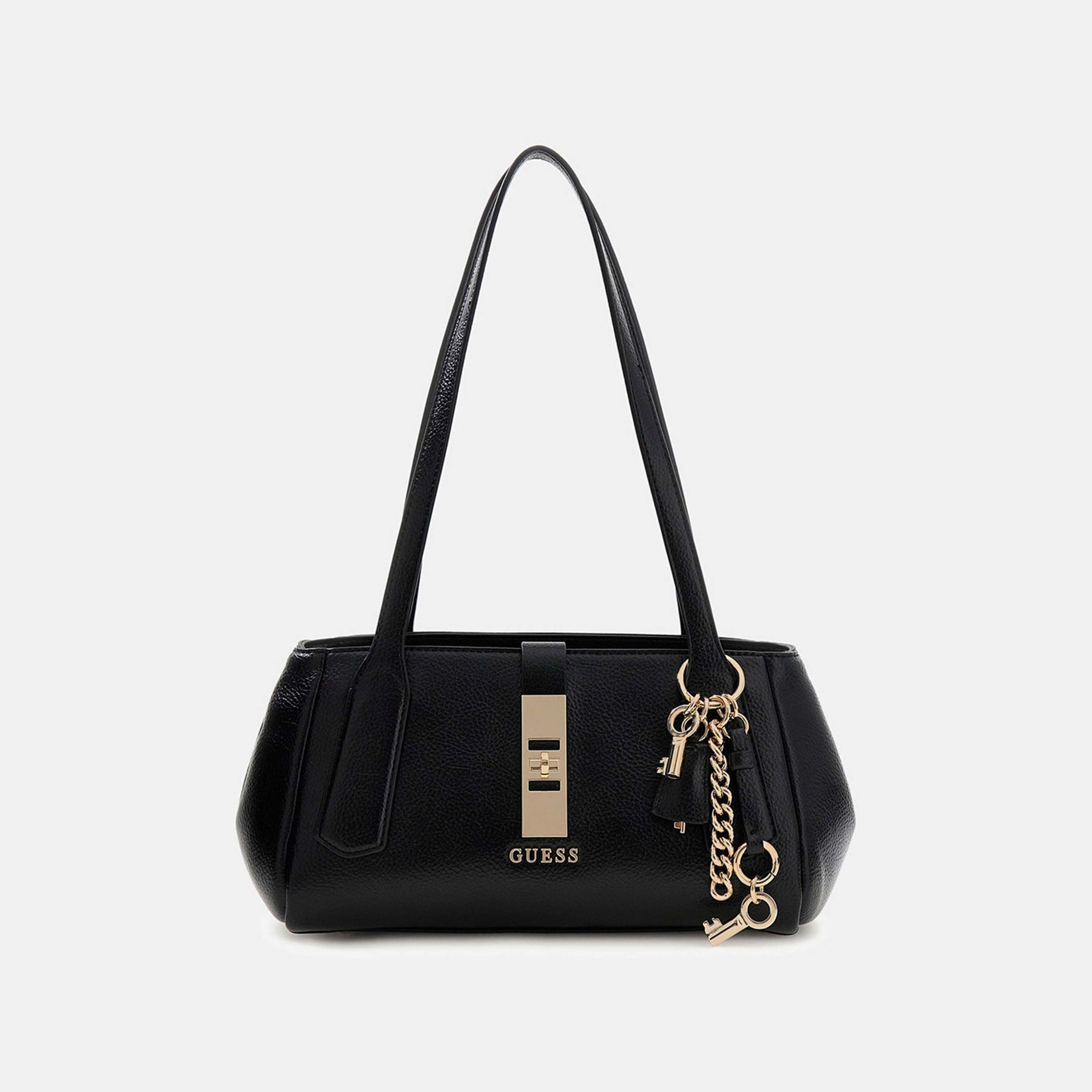 Guess Brooke Textured Double Handle Shoulder Bag with Twist Lock Closure-women-bagsandwallets-handbags-image-1