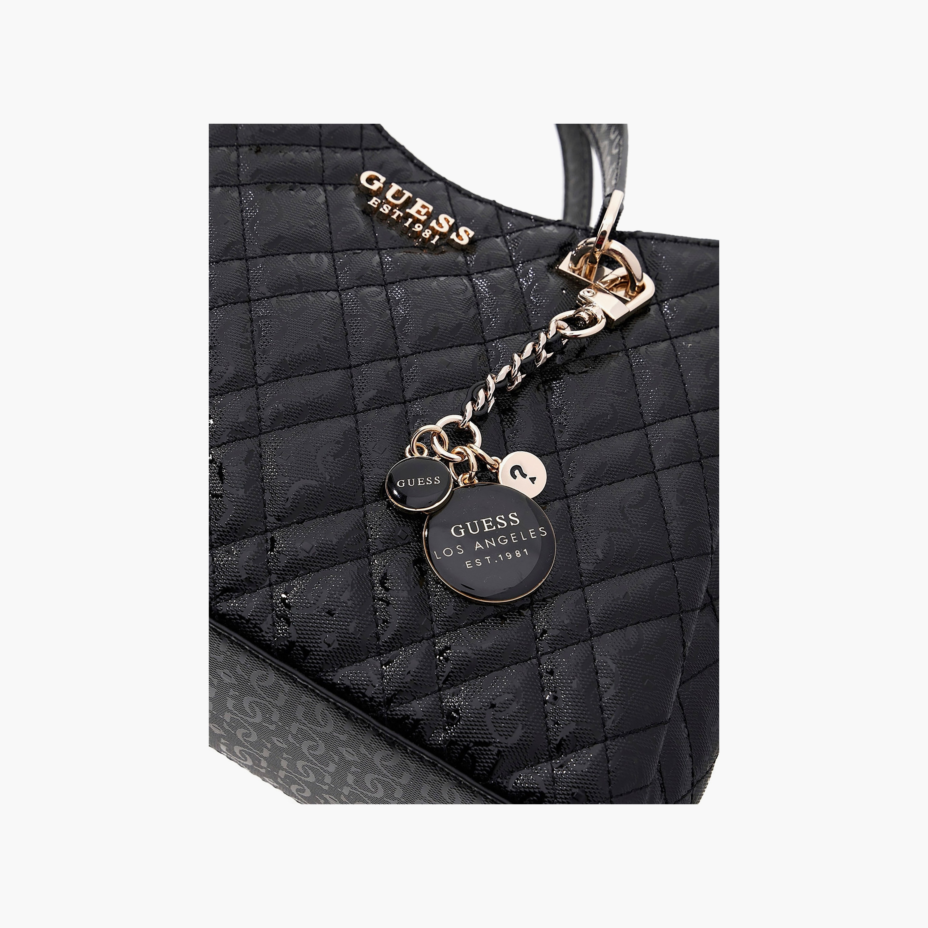 Guess Isemay Quilted Double Handle Satchel Bag with Zipper Closure and Detachable Strap-women-bagsandwallets-handbags-image-5