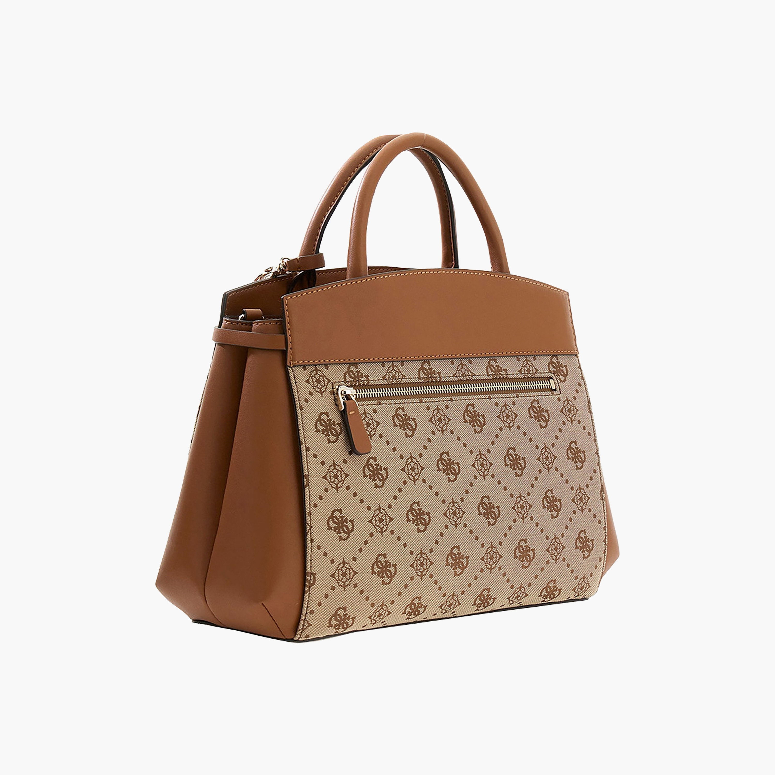 Guess Melinda Monogram Double Handle Satchel Bag with Zip Closure and Detachable Strap-women-bagsandwallets-handbags-image-2