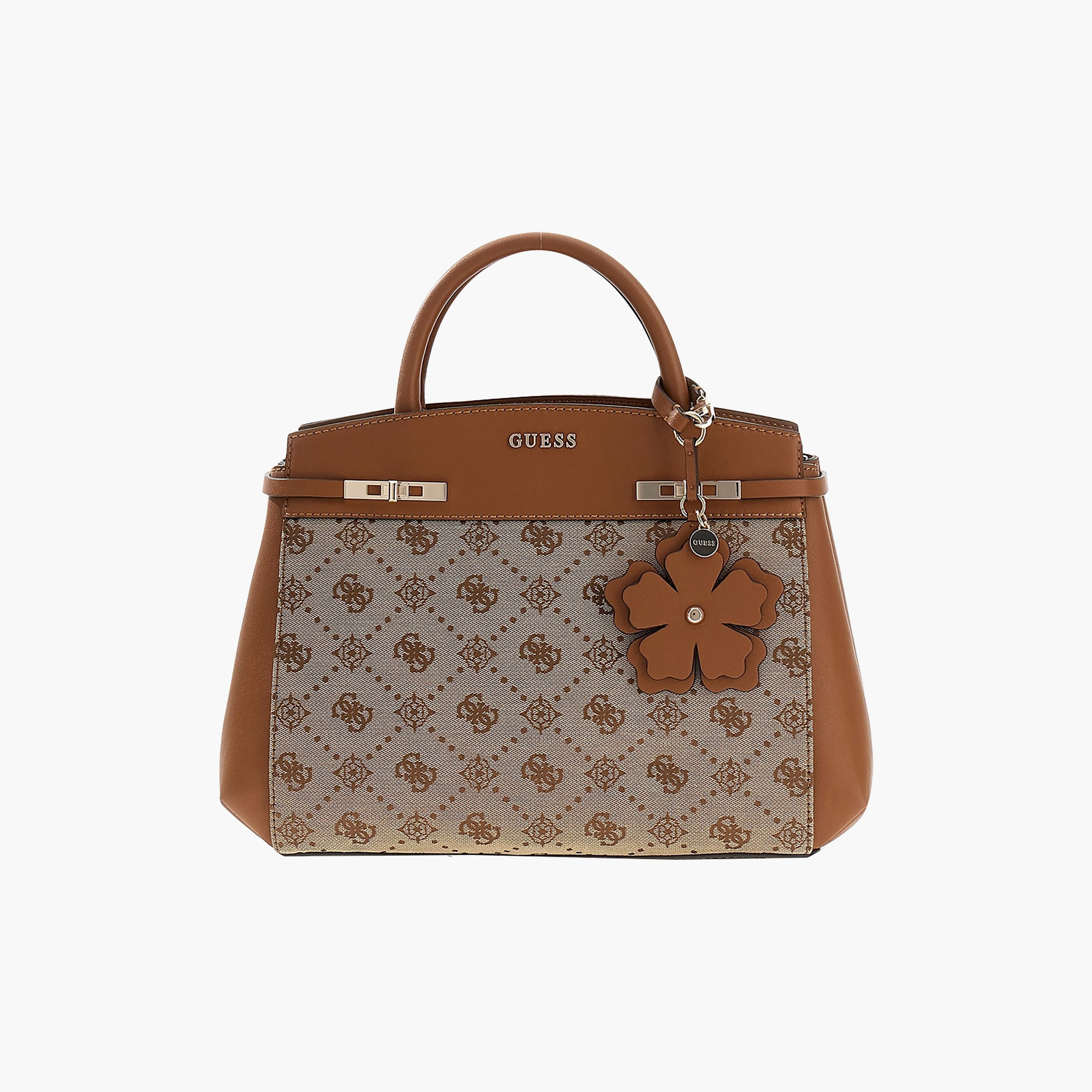 Guess Melinda Monogram Double Handle Satchel Bag with Zip Closure and Detachable Strap-women-bagsandwallets-handbags-image-4
