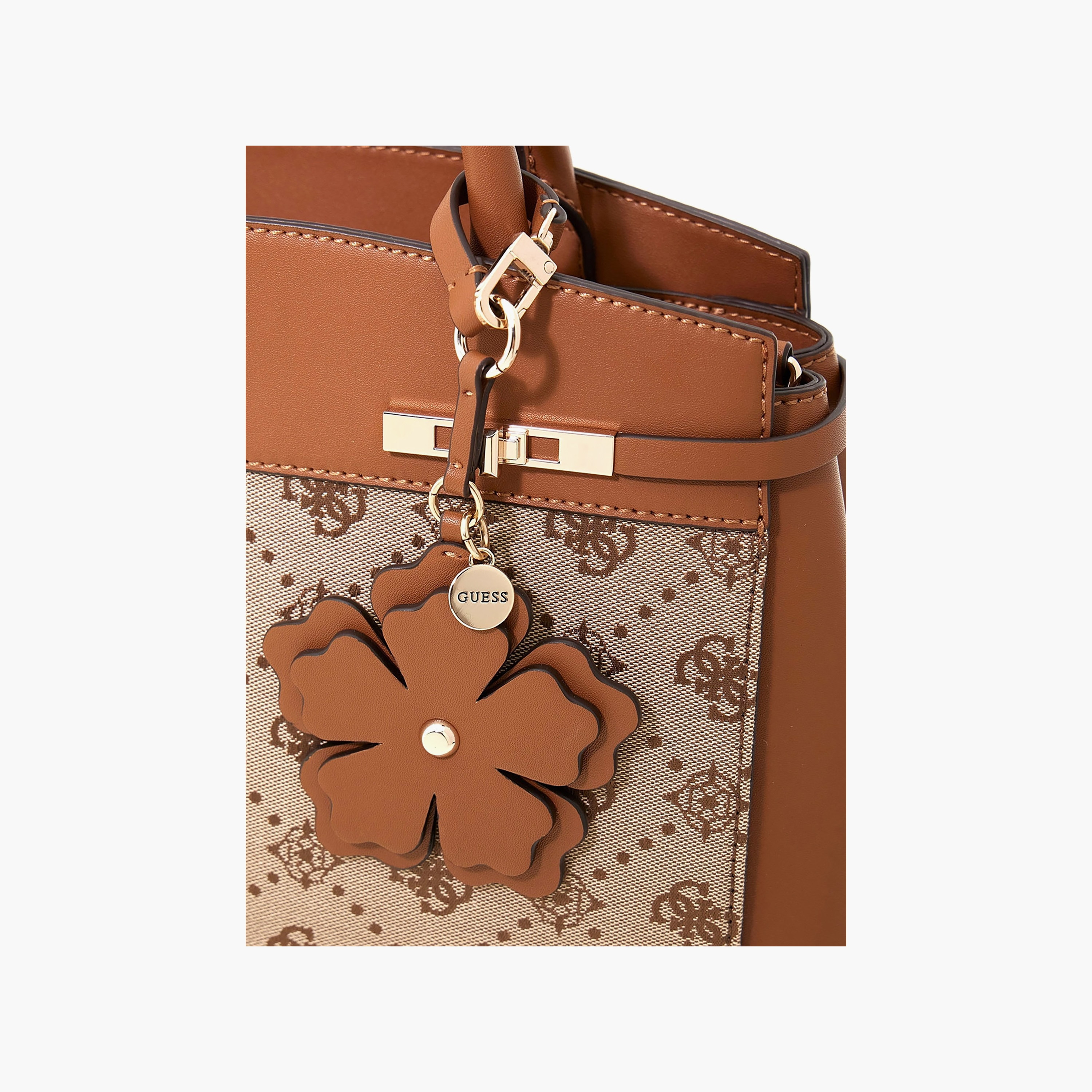 Guess Melinda Monogram Double Handle Satchel Bag with Zip Closure and Detachable Strap-women-bagsandwallets-handbags-image-5