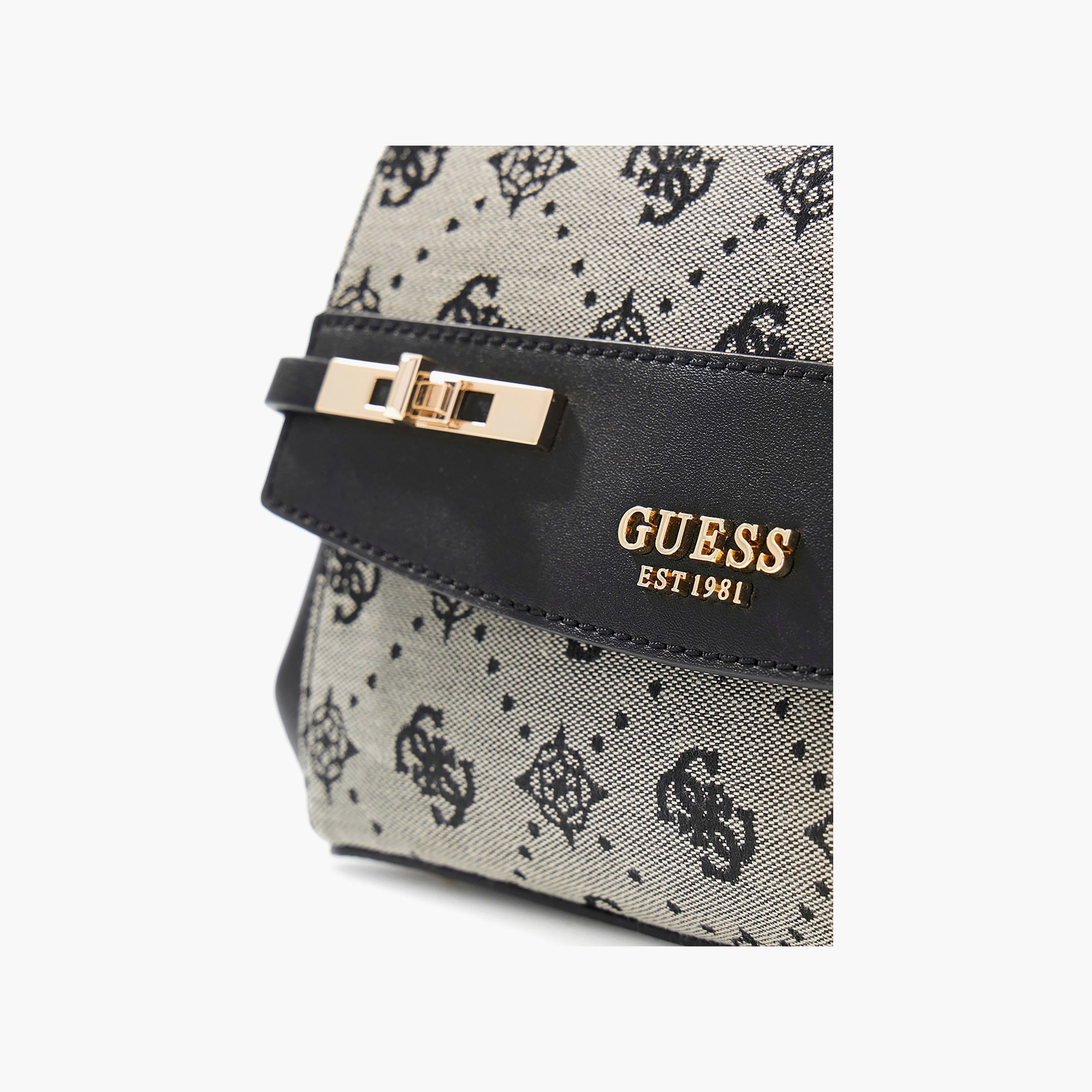 Guess Melinda Monogram Top Handle Satchel Bag with Flap Closure and Detachable Strap-women-bagsandwallets-handbags-image-5