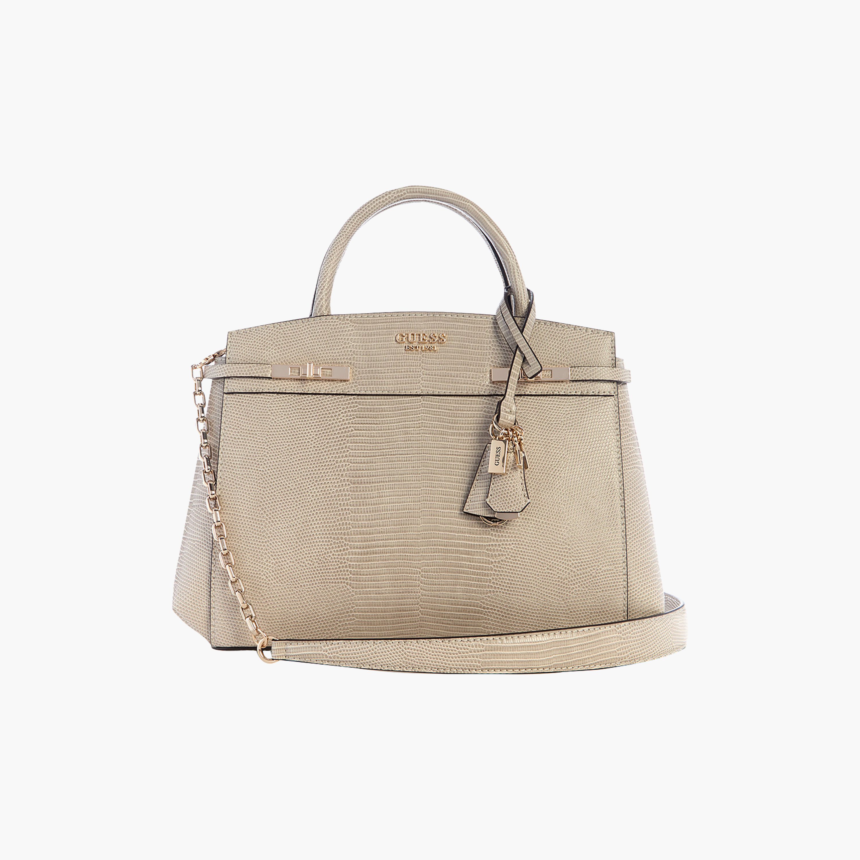 Guess Melinda Textured Double Handle Satchel Bag with Zip Closure and Detachable Strap-women-bagsandwallets-handbags-image-1