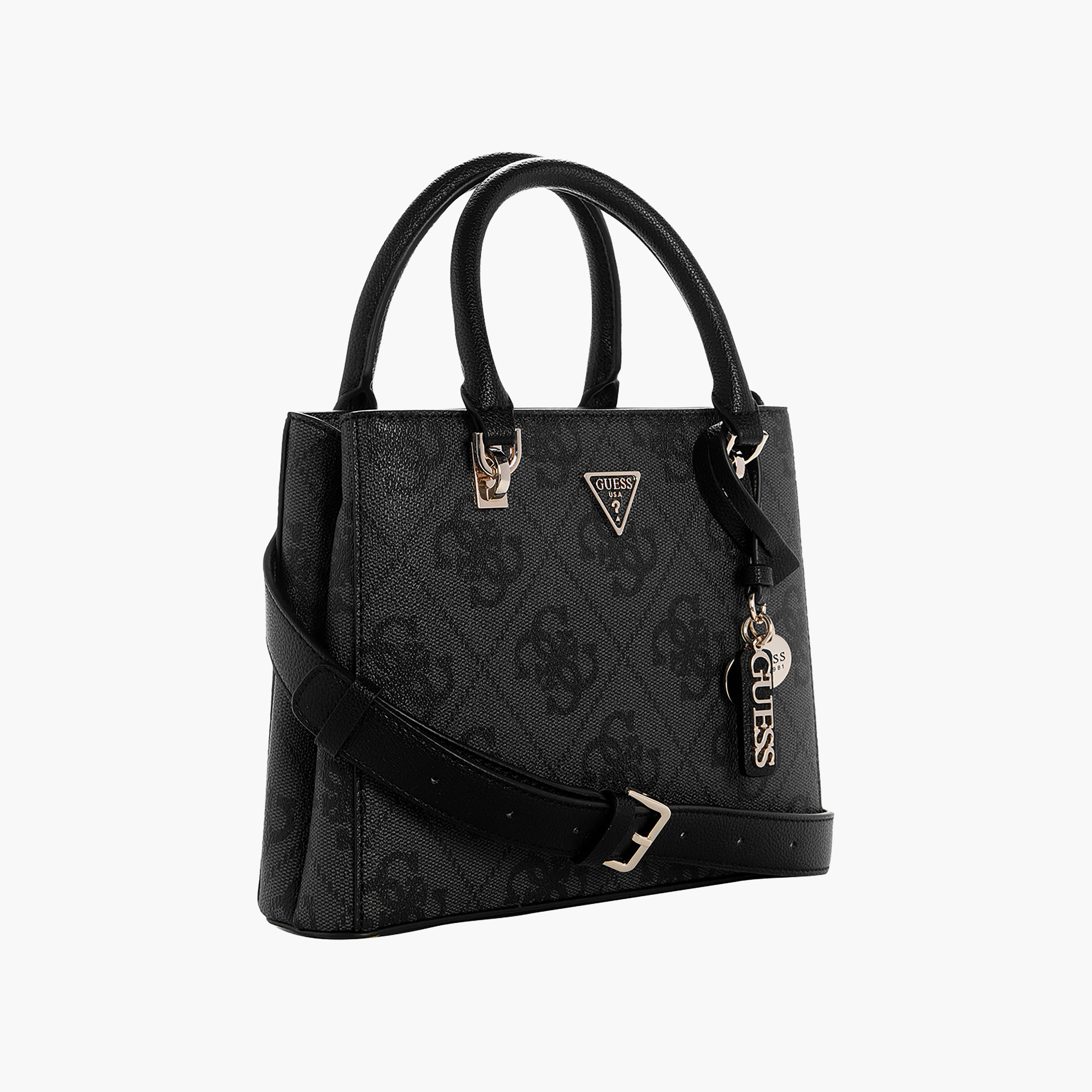 Guess Noelle Ii Monogram Double Handle Satchel Bag with Zip Closure and Adjustable Strap-women-bagsandwallets-handbags-image-4