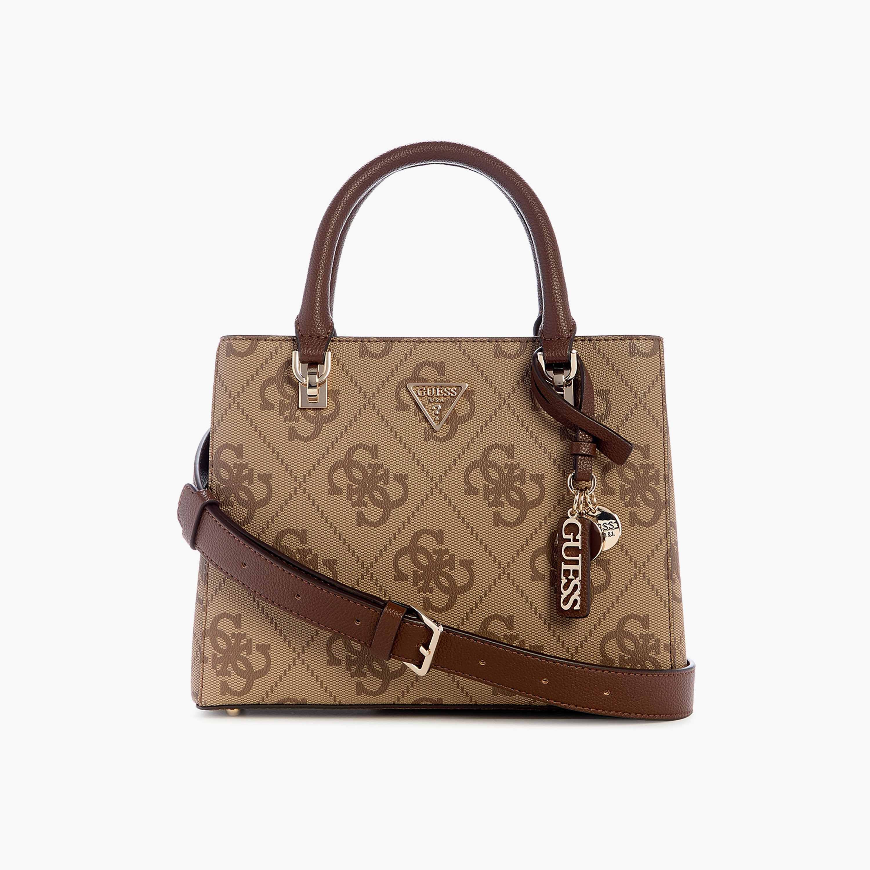 Guess Noelle Ii Monogram Double Handle Satchel Bag with Zip Closure and Adjustable Strap-women-bagsandwallets-handbags-image-1