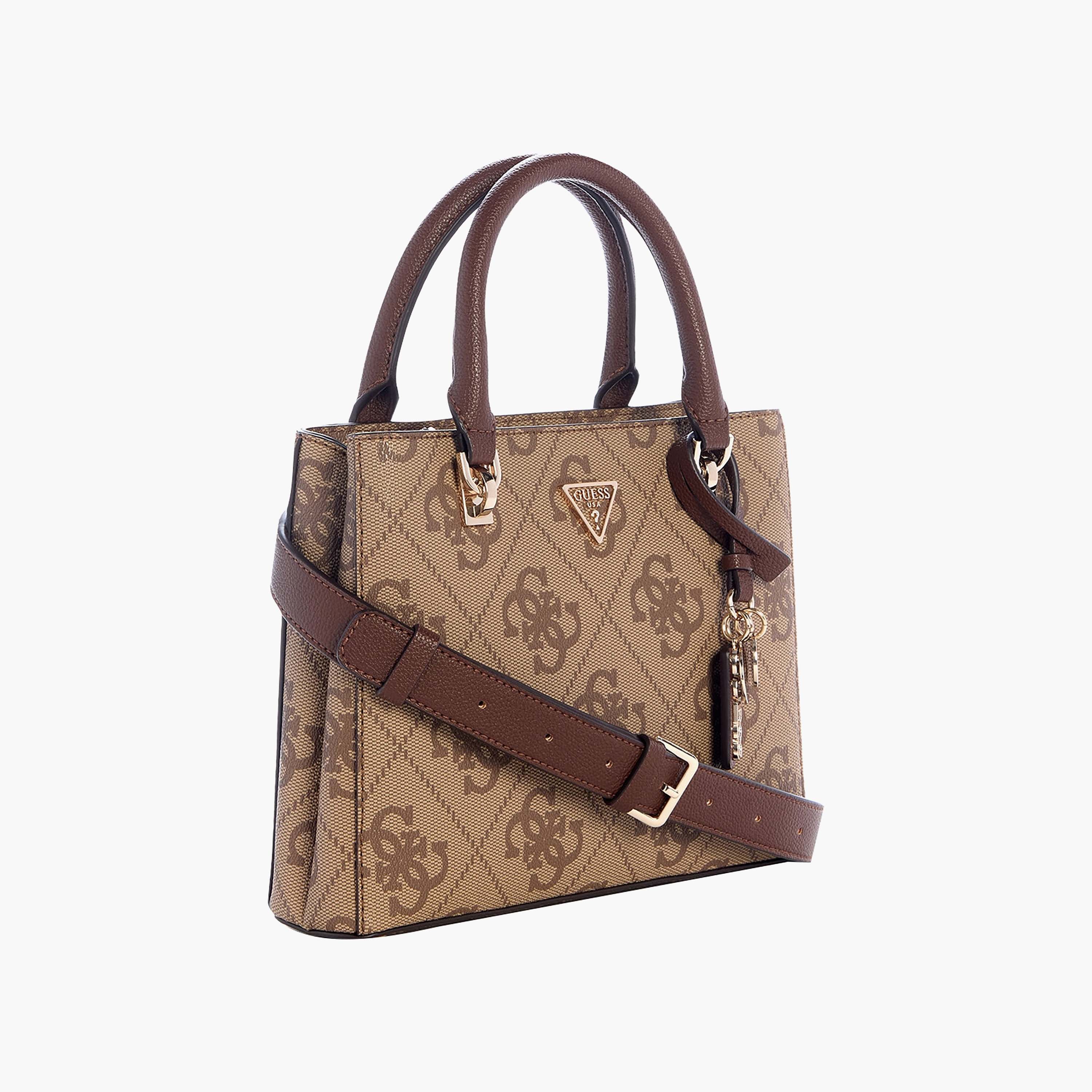 Guess Noelle Ii Monogram Double Handle Satchel Bag with Zip Closure and Adjustable Strap-women-bagsandwallets-handbags-image-4