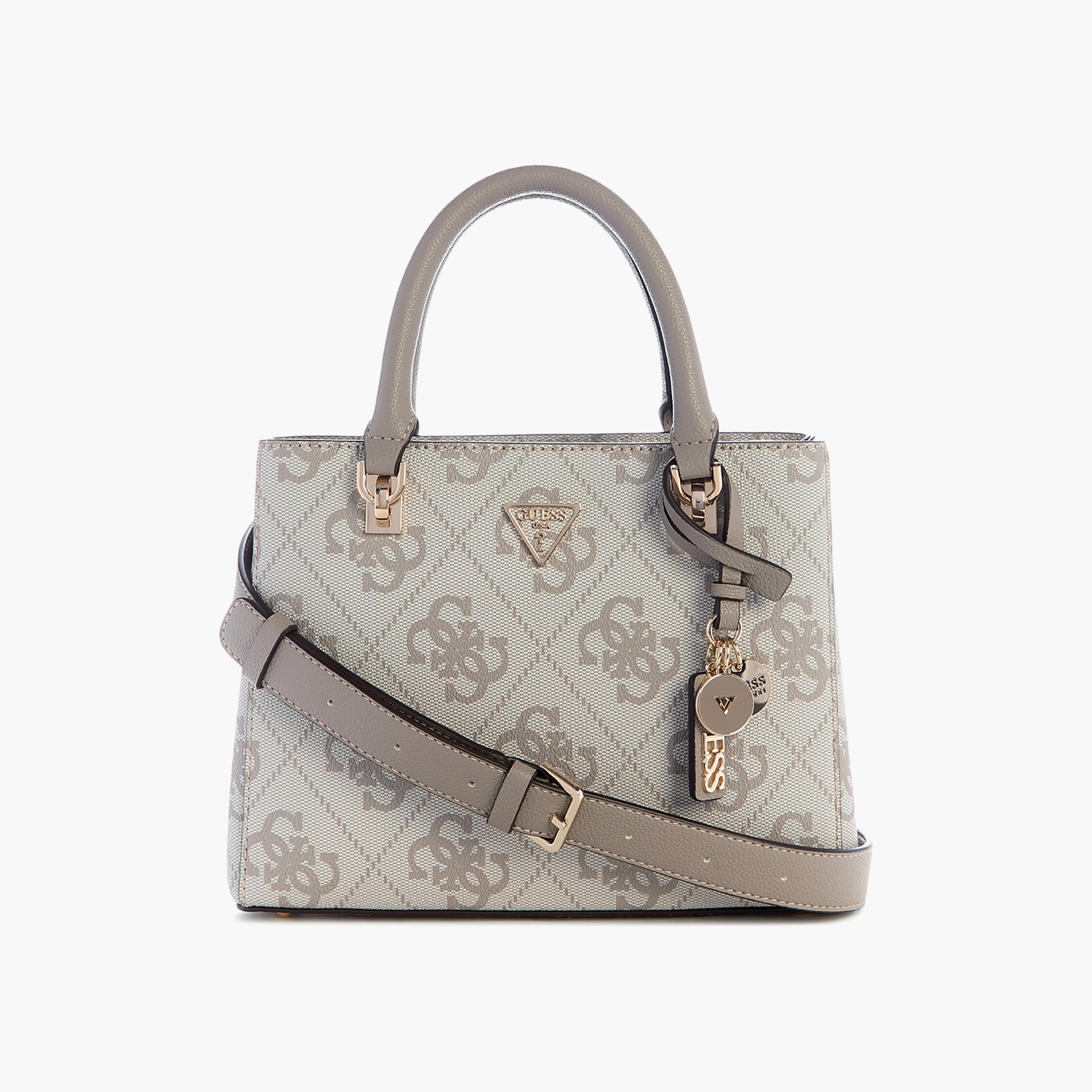 Guess Noelle Ii Monogram Double Handle Satchel Bag with Zip Closure and Adjustable Strap-women-bagsandwallets-handbags-image-1