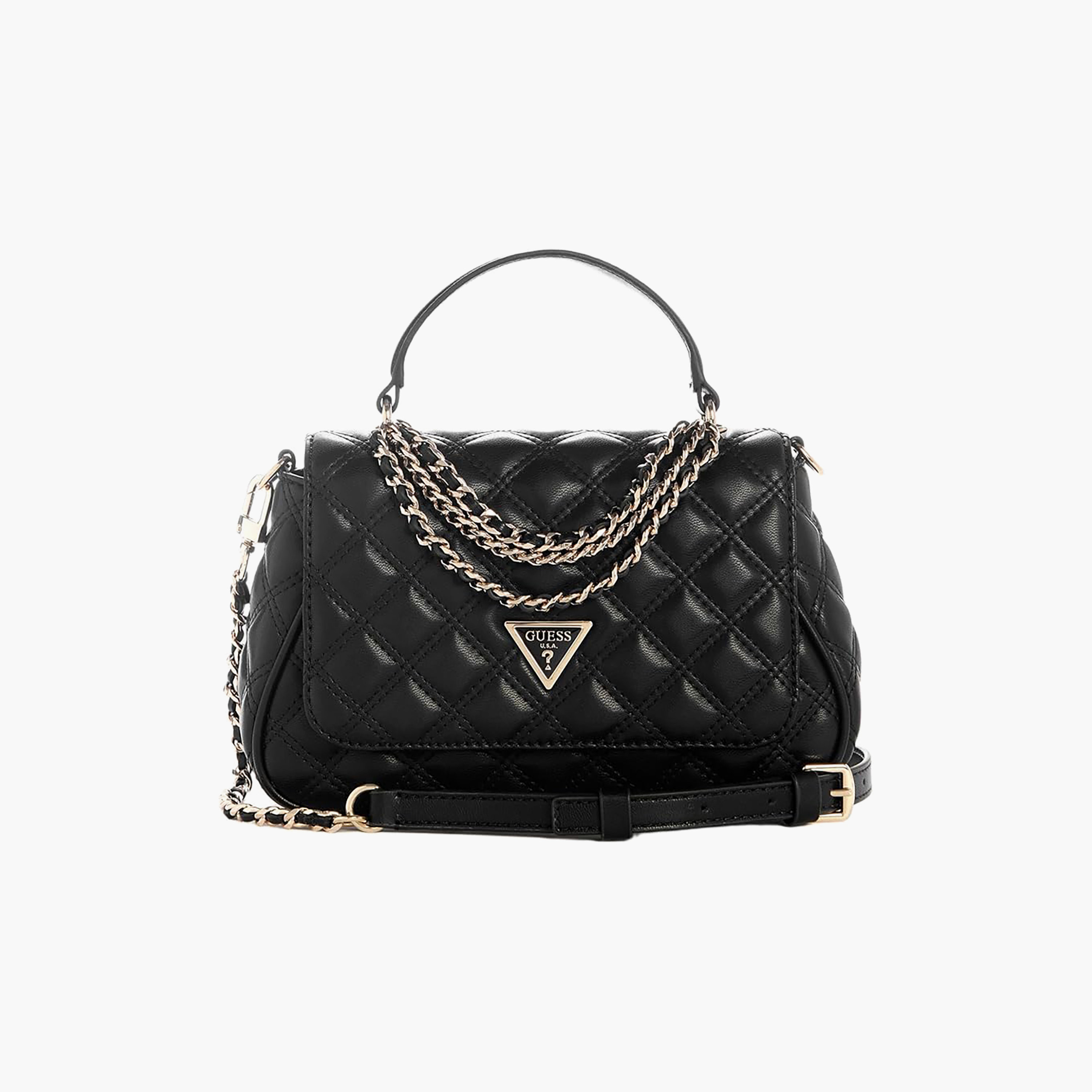 Guess Giully Ii Quilted Top Handle Satchel Bag with Flap Closure and Detachable Strap-women-bagsandwallets-handbags-image-1