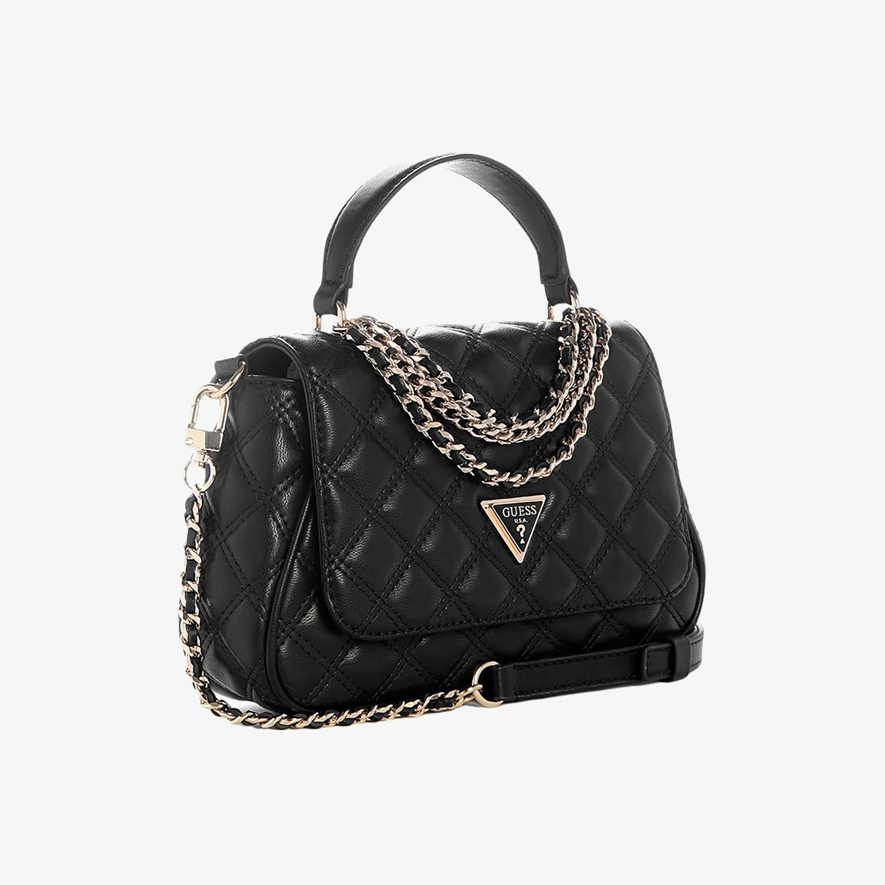Guess Giully Ii Quilted Top Handle Satchel Bag with Flap Closure and Detachable Strap-women-bagsandwallets-handbags-image-4