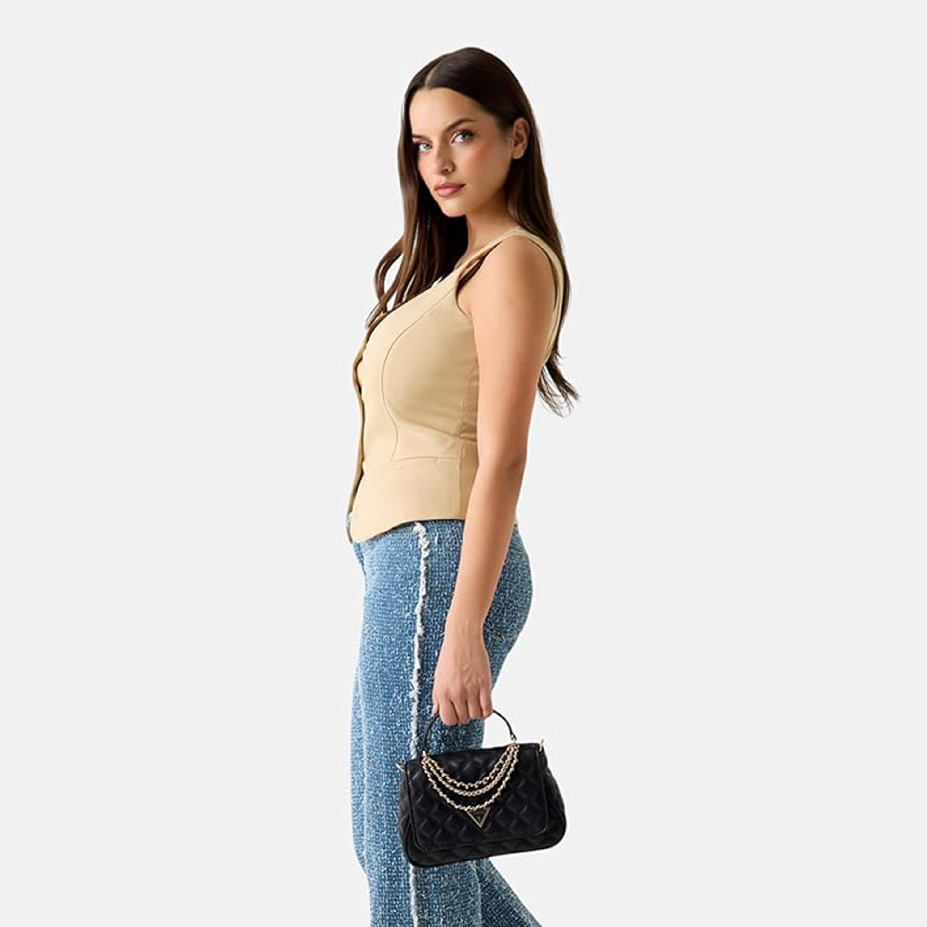 Guess Giully Ii Quilted Top Handle Satchel Bag with Flap Closure and Detachable Strap-women-bagsandwallets-handbags-image-5
