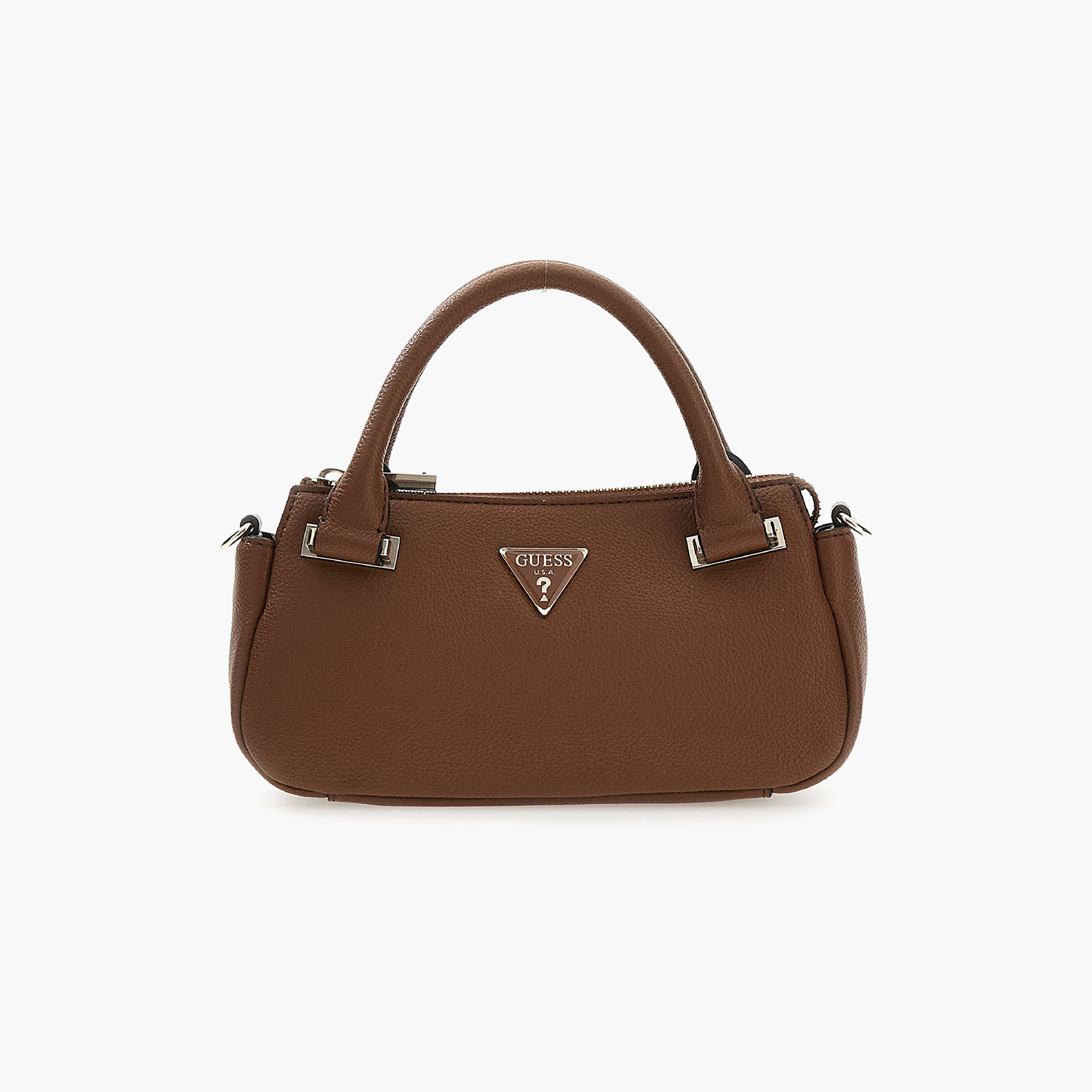 Guess Evie Textured Double Handle Mini Satchel Bag with Zipper Closure-women-bagsandwallets-handbags-image-1