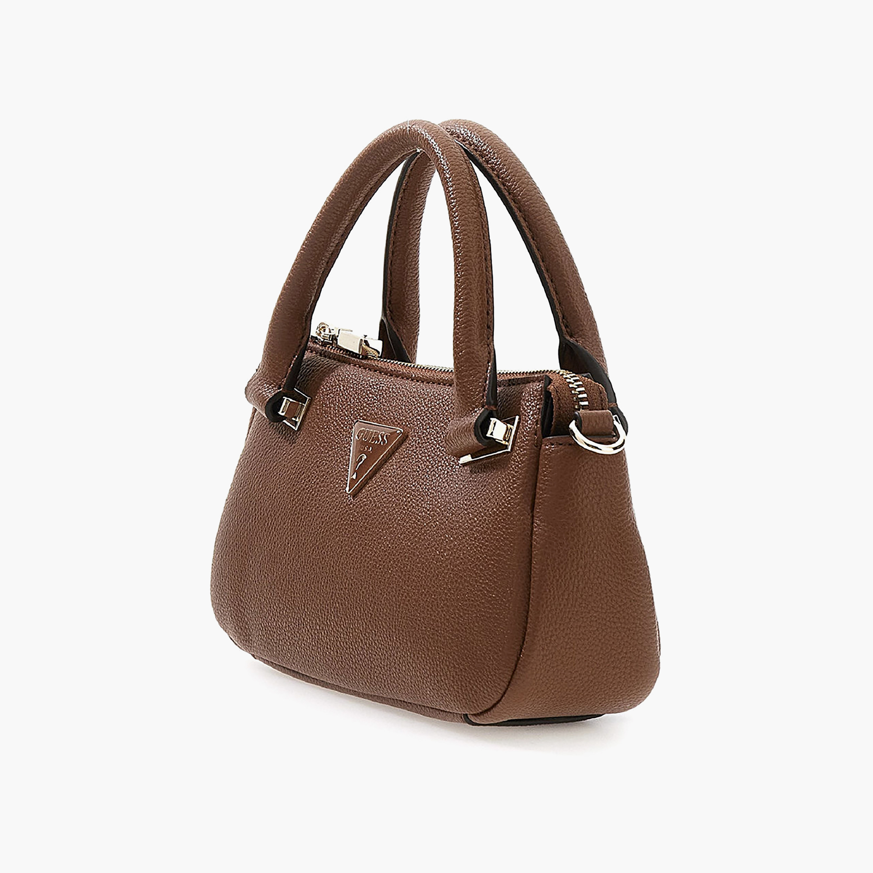 Guess Evie Textured Double Handle Mini Satchel Bag with Zipper Closure-women-bagsandwallets-handbags-image-3