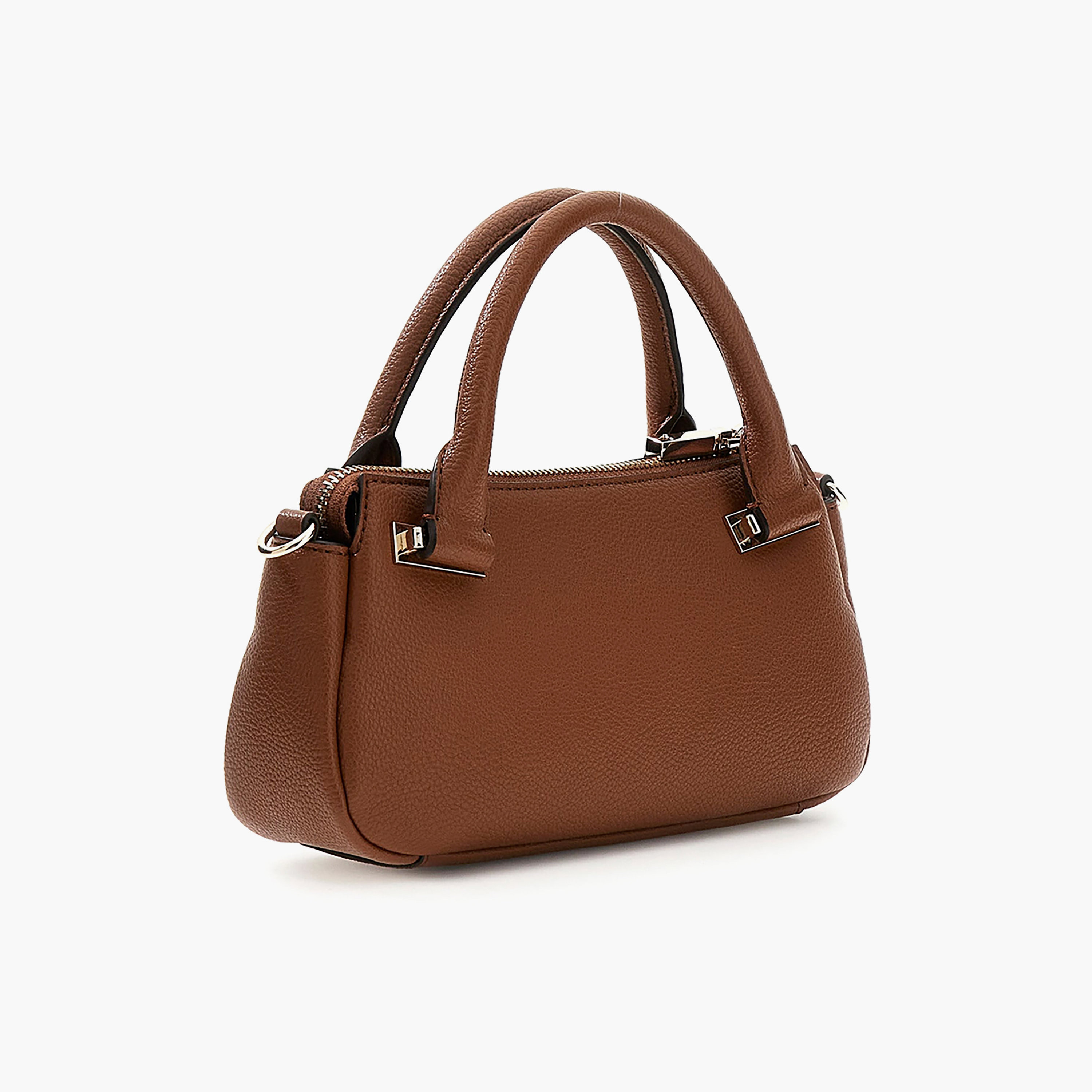 Guess Evie Textured Double Handle Mini Satchel Bag with Zipper Closure-women-bagsandwallets-handbags-image-4