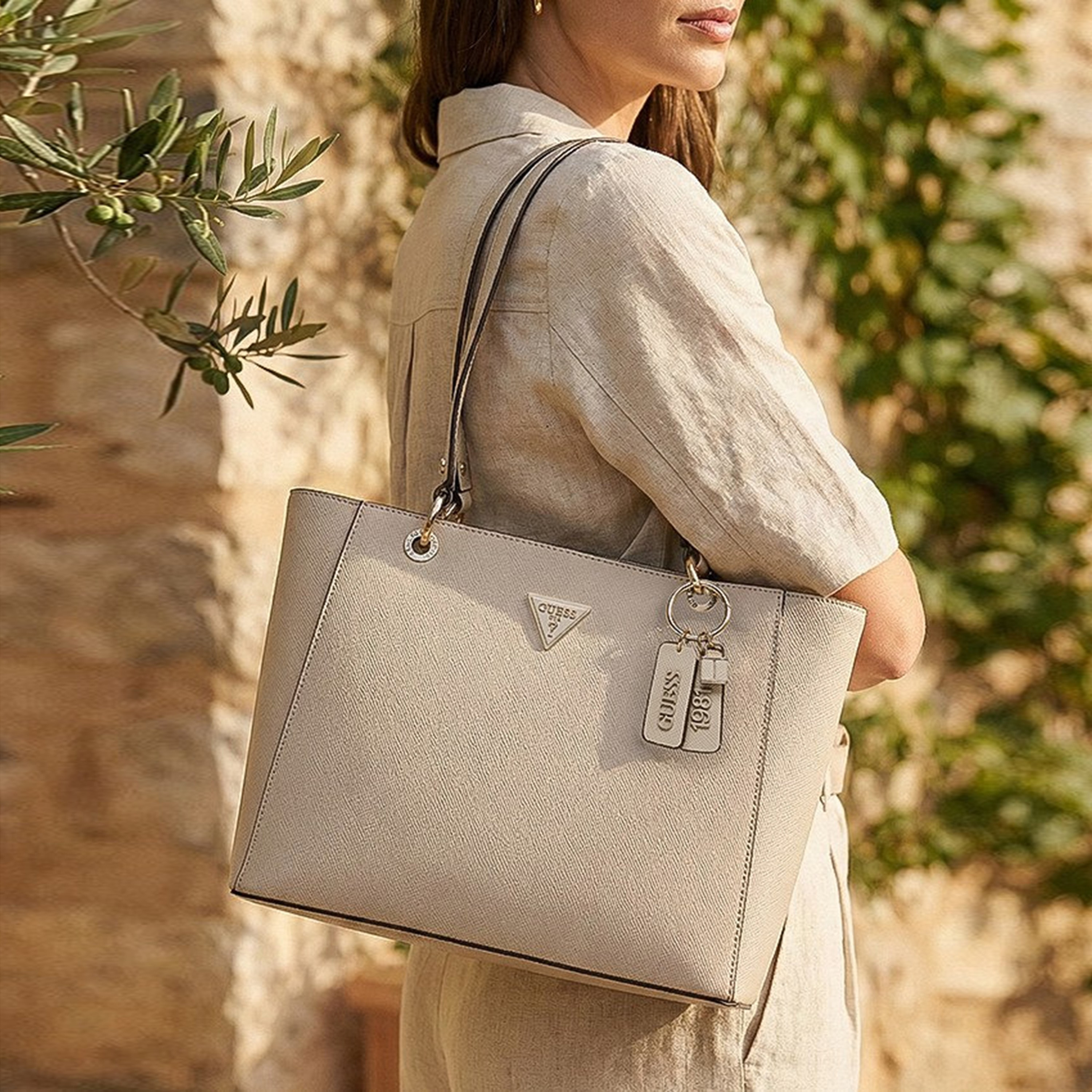 Guess Noelle Ii Saffiano Texture Double Handle Tote Bag with Zipper Closure-women-bagsandwallets-handbags-image-8