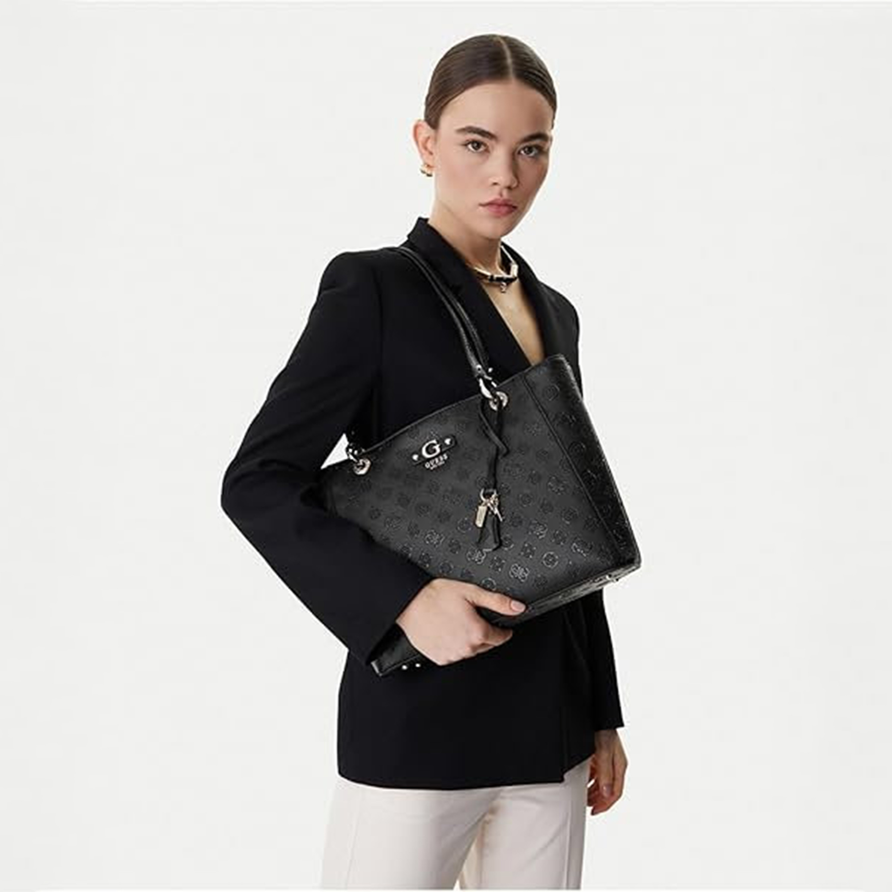 Guess Dita Monogram Double Handle Tote Bag with Zipper Closure-women-bagsandwallets-handbags-image-4