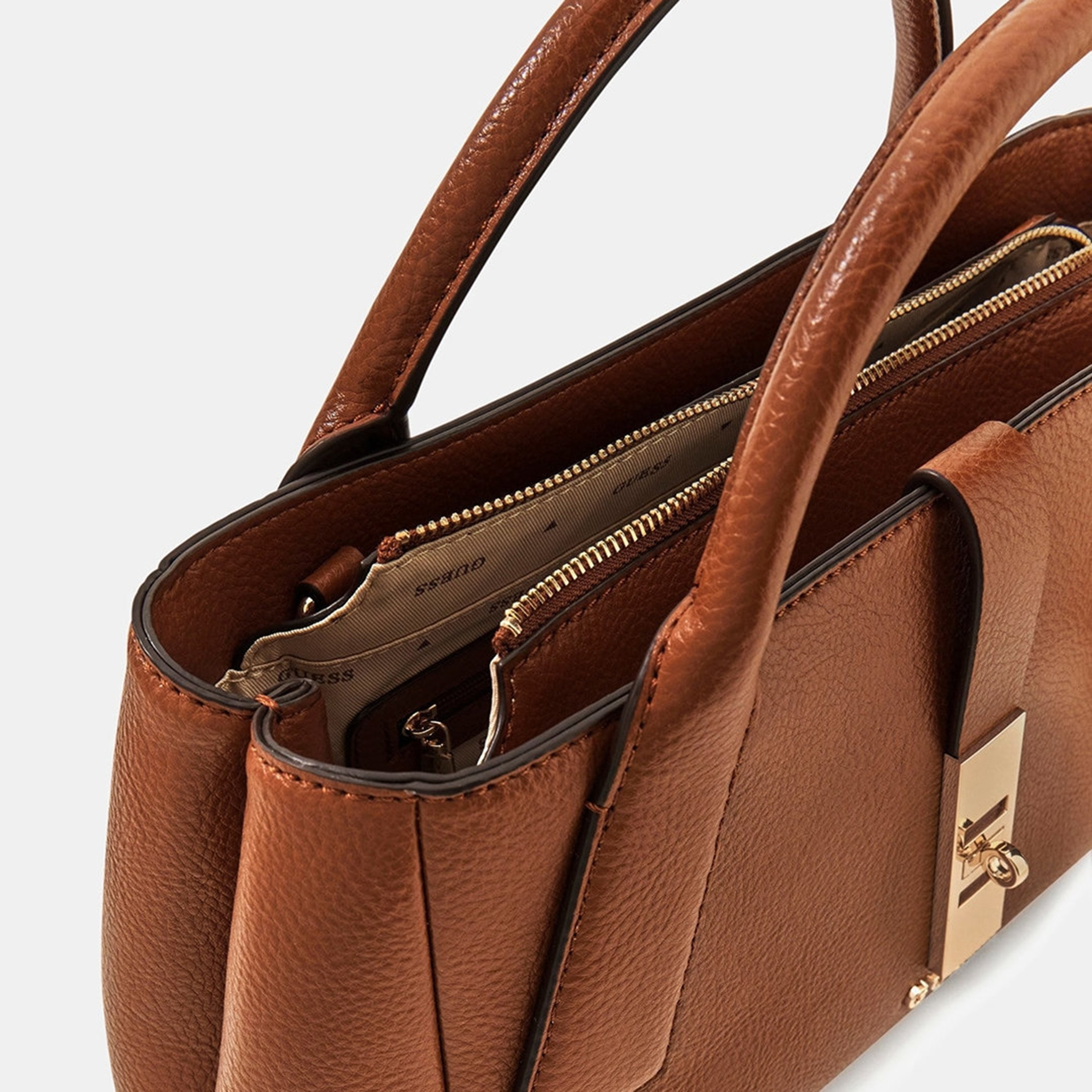 Guess Brooke Textured Double Handle Mini Satchel Bag with Twist Lock Closure-women-bagsandwallets-handbags-image-3