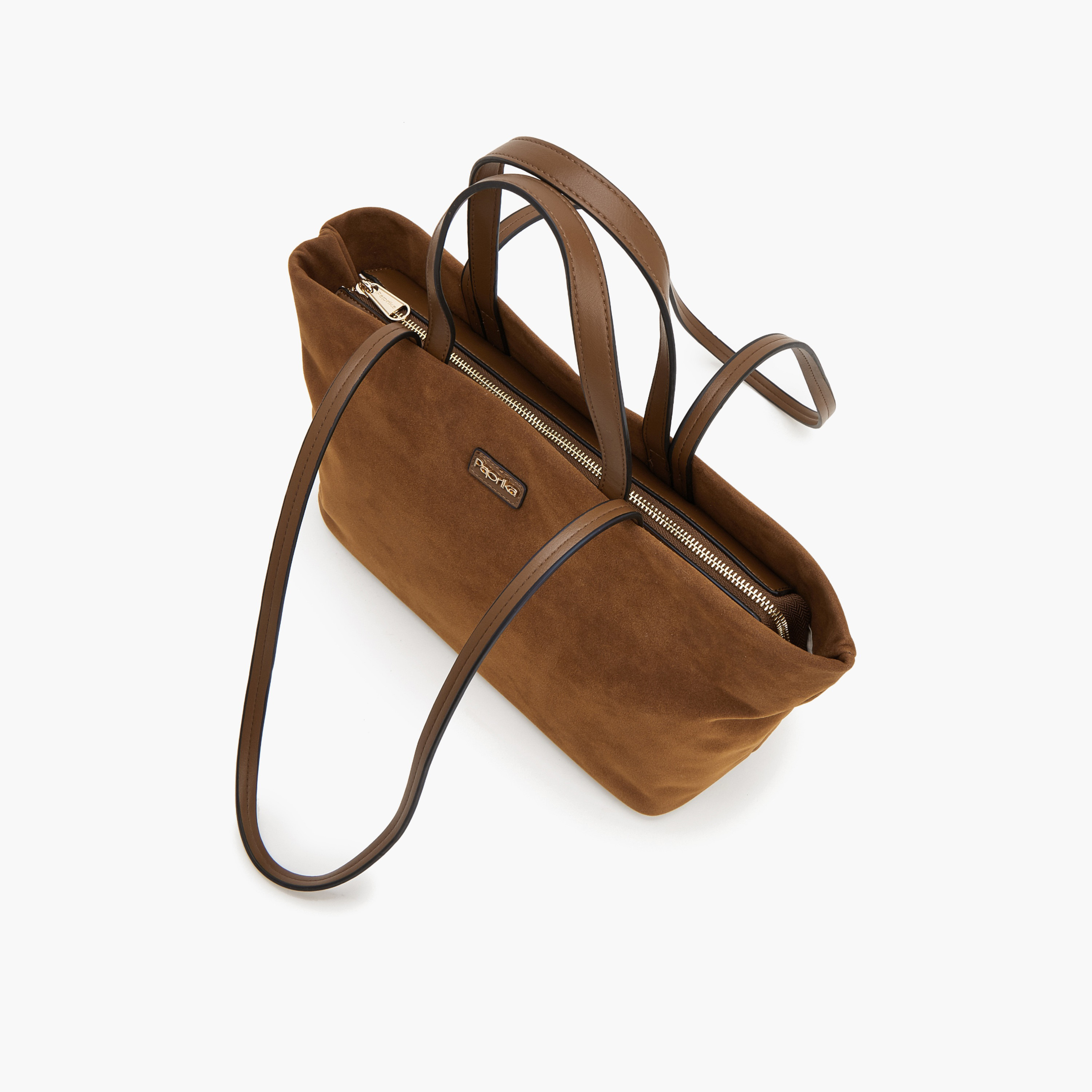 Paprika Textured Tote Bag with Zip Closure-women-bagsandwallets-handbags-image-5