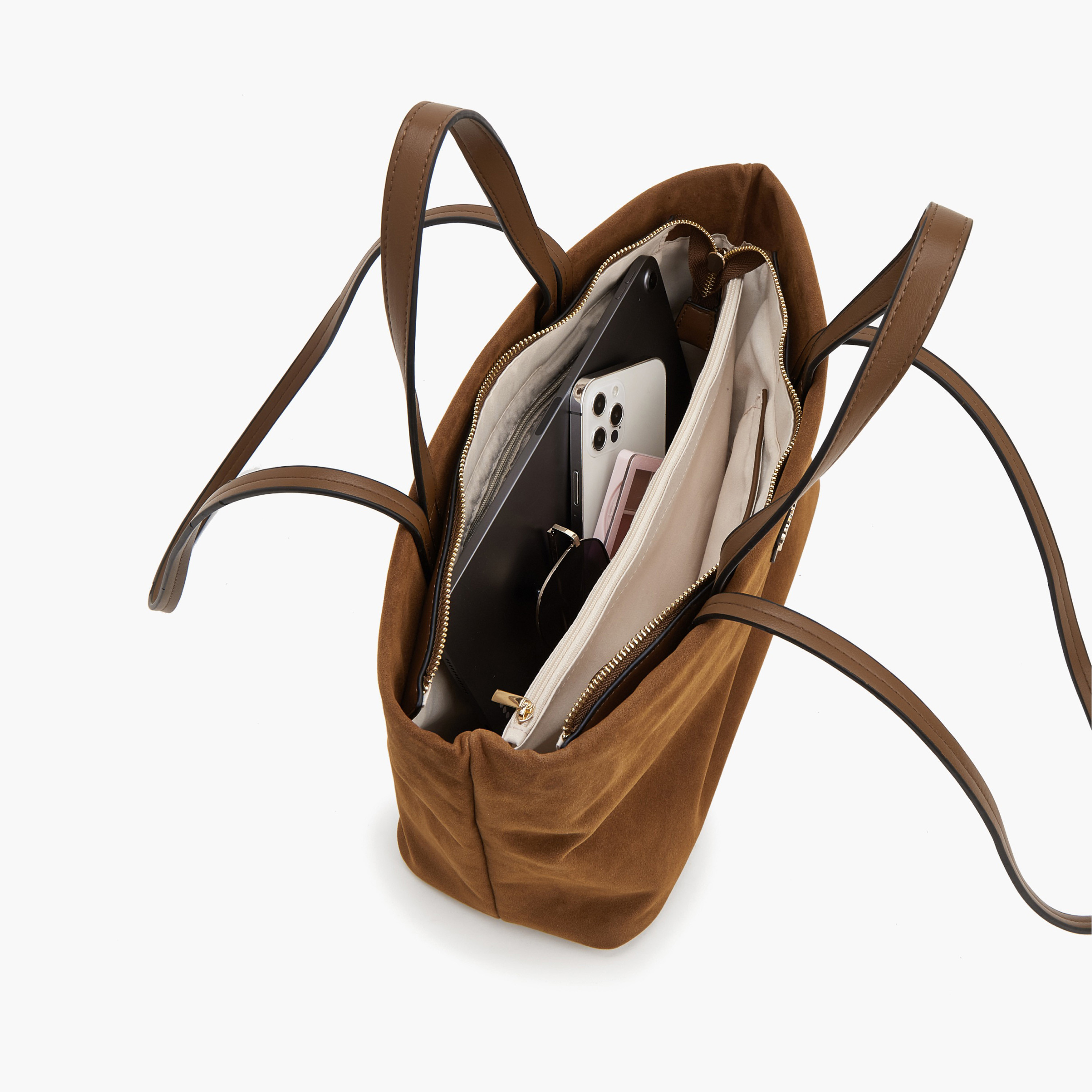 Paprika Textured Tote Bag with Zip Closure-women-bagsandwallets-handbags-image-7