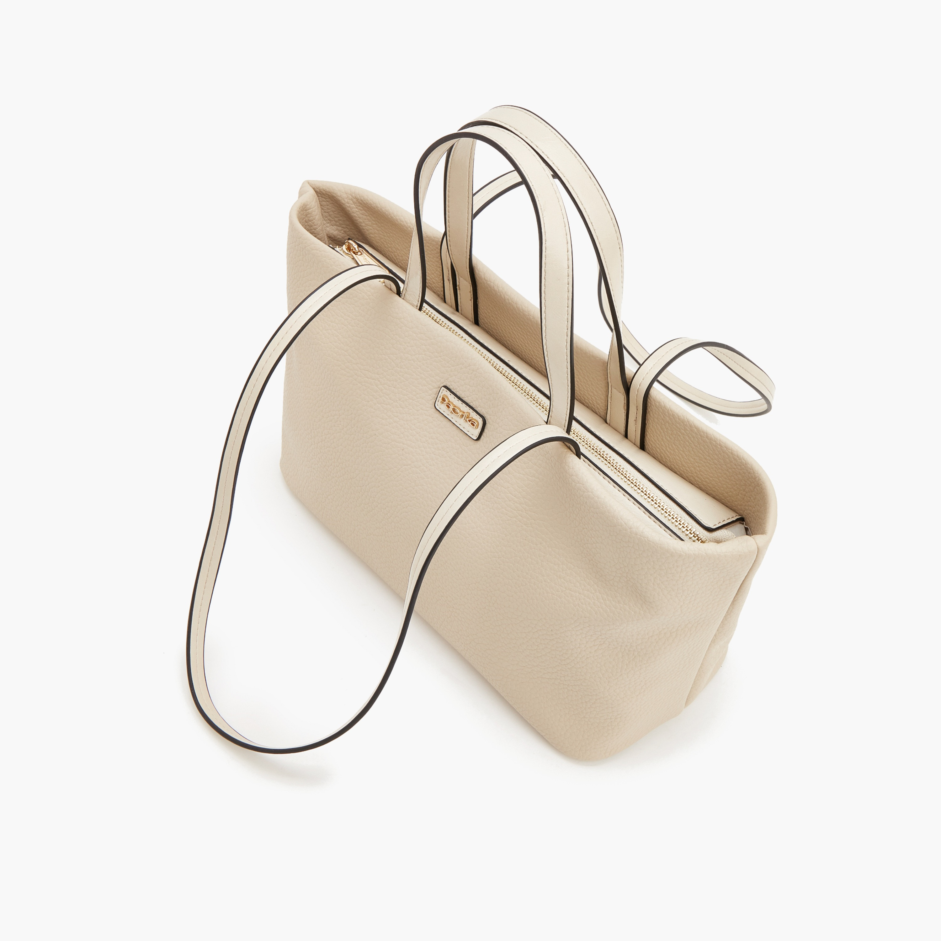Paprika Textured Tote Bag with Zip Closure-women-bagsandwallets-handbags-image-5