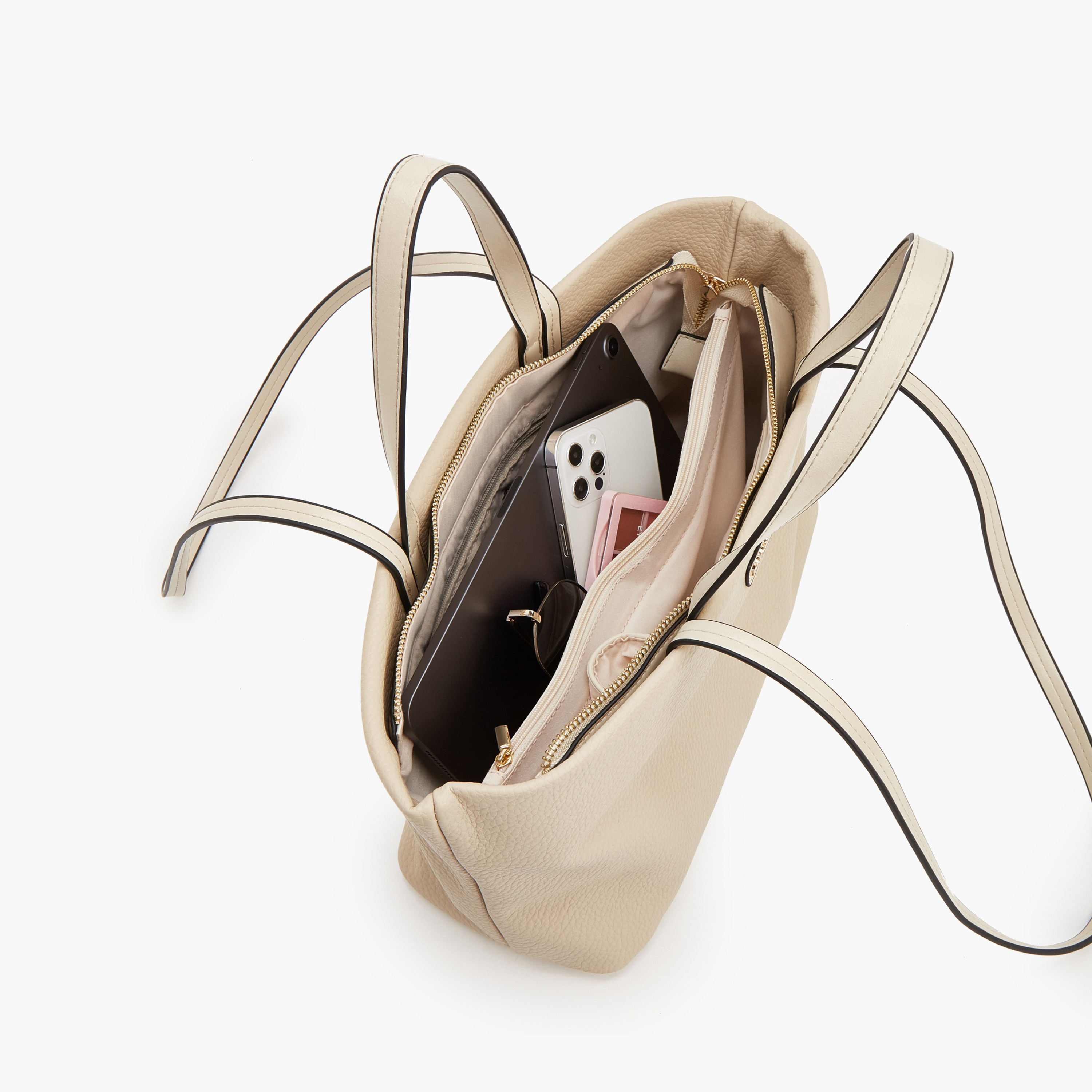 Paprika Textured Tote Bag with Zip Closure-women-bagsandwallets-handbags-image-7