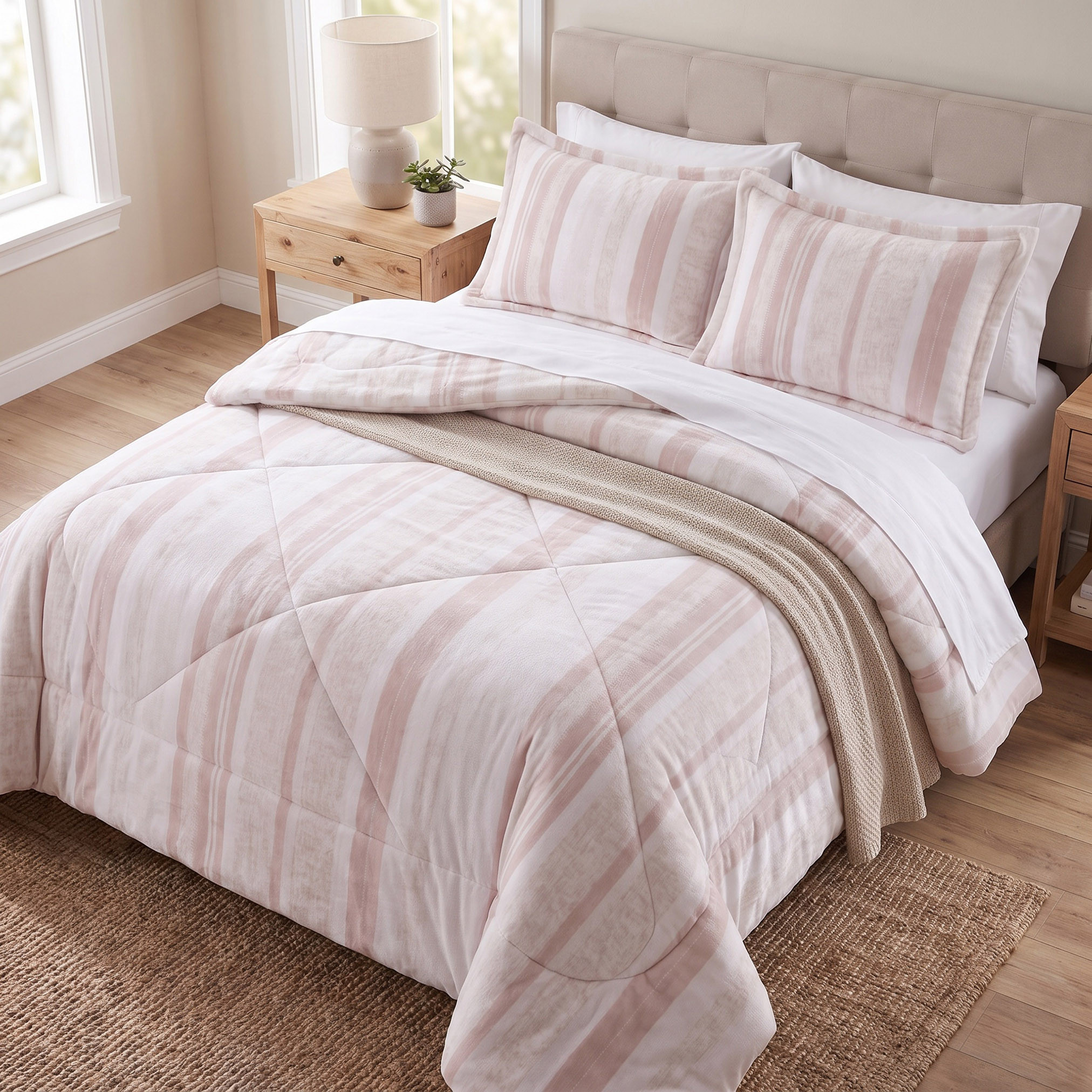 طقم لحاف كينج مخطط 3 قطع - 240x260 سم-household-bedding-comfortersandbedspreads-comforters-image-3