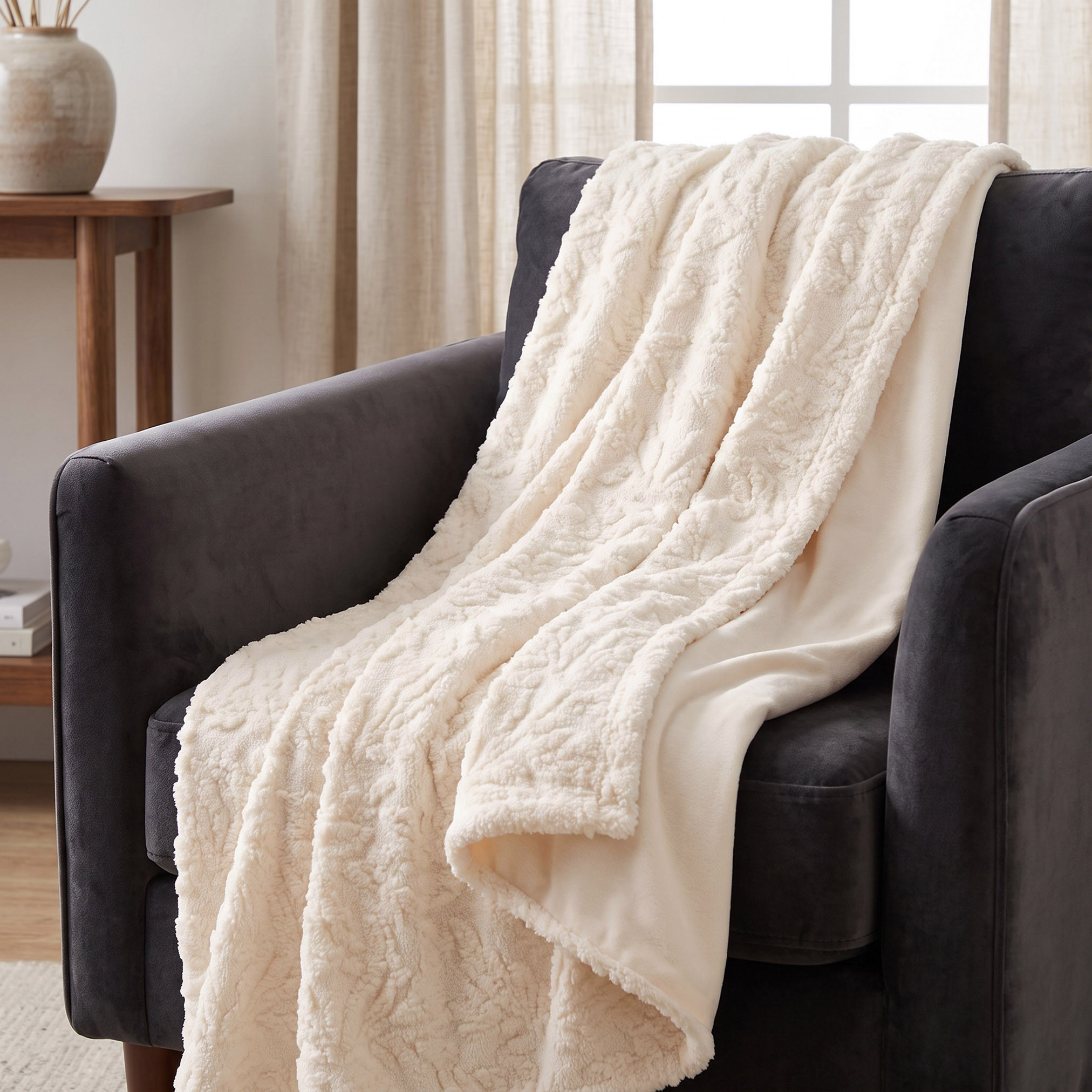 بطانية خفيفة جاكار تيدي - 127×152 سم-household-cushionsandthrows-throwsandblankets-throws-image-1
