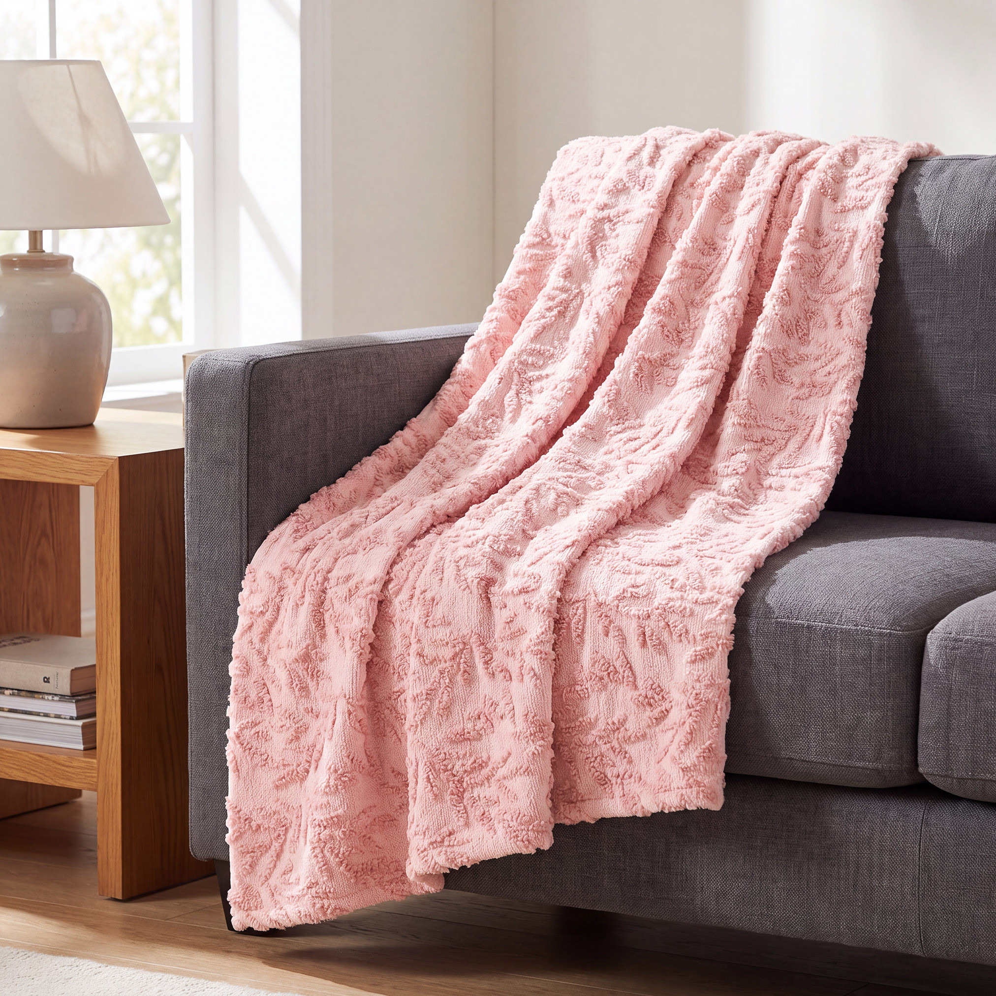 Textured Jacquard Teddy Throw - 127x152 cm-household-cushionsandthrows-throwsandblankets-throws-image-1