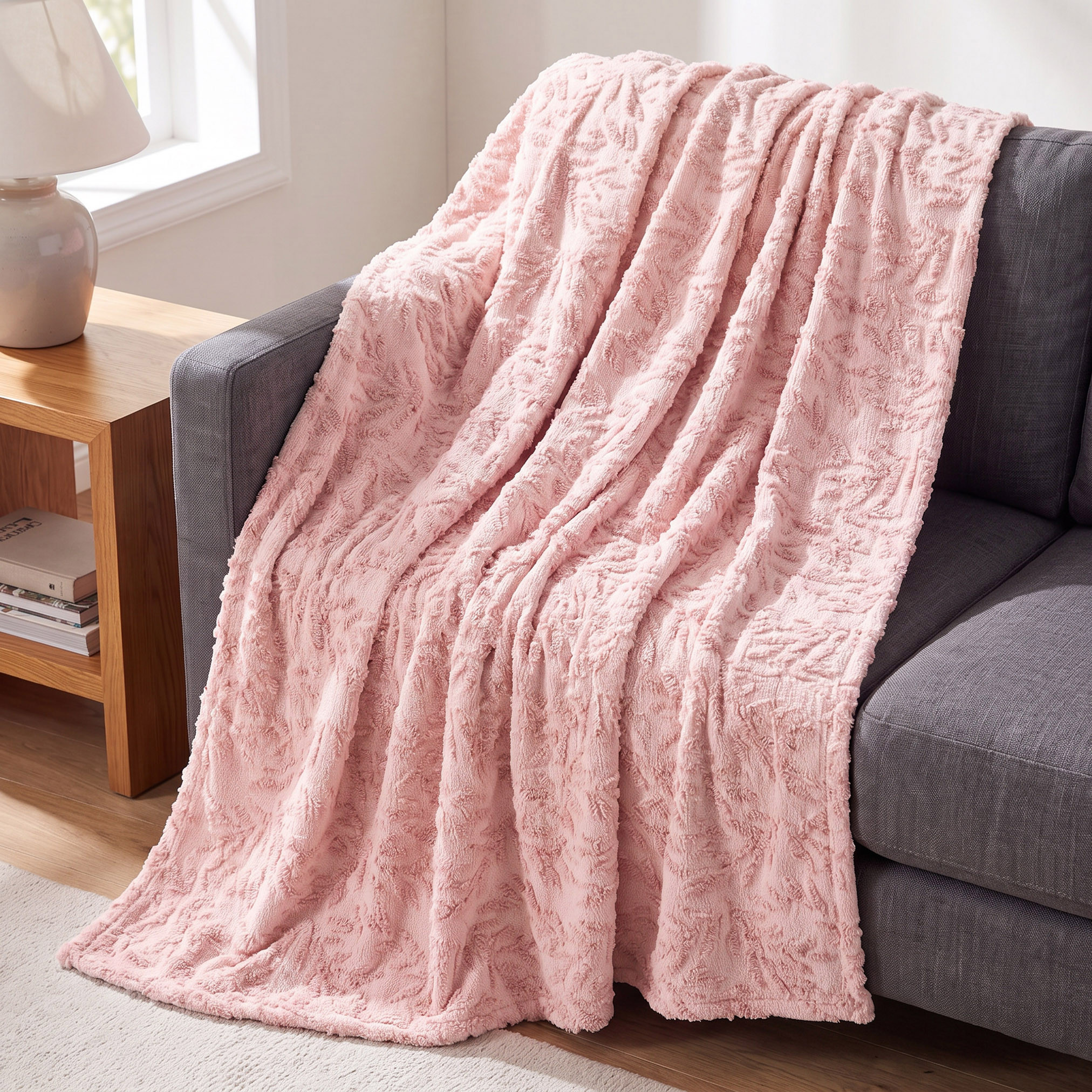 Textured Jacquard Teddy Throw - 127x152 cm-household-cushionsandthrows-throwsandblankets-throws-image-3