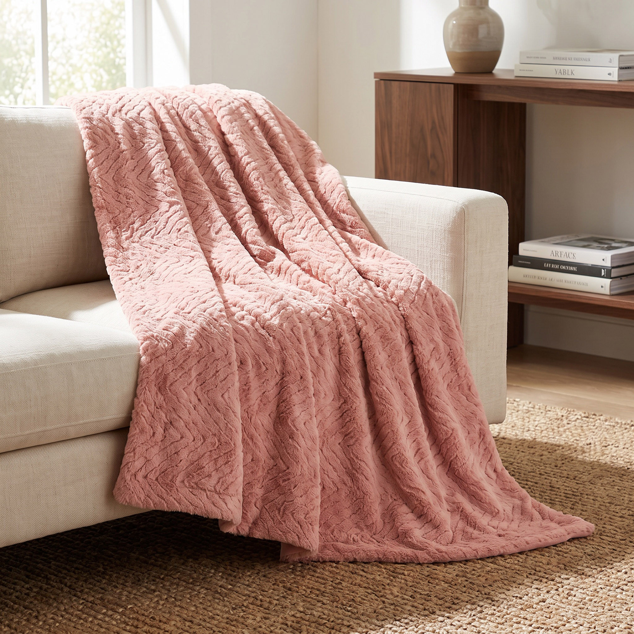 بطانية خفيفة من فرو الأرنب - 127×152 سم-household-cushionsandthrows-throwsandblankets-throws-image-1