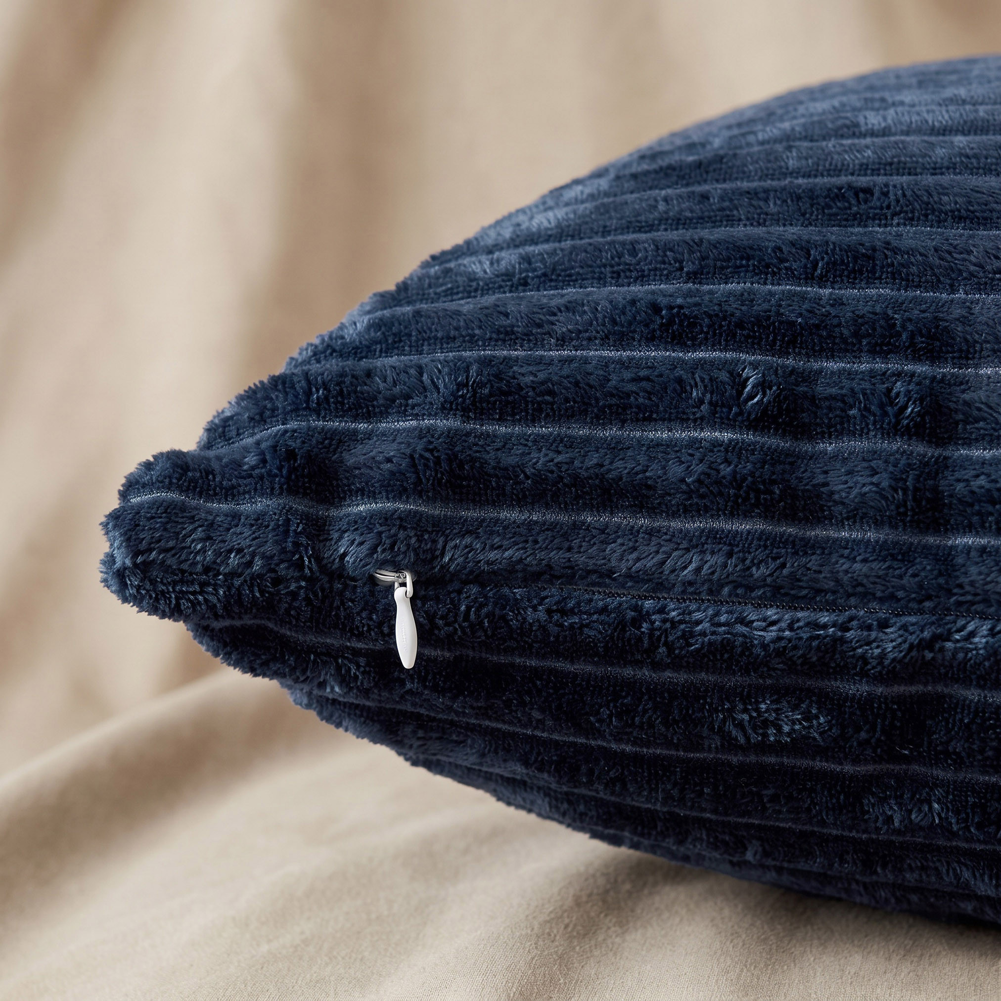 Ribbed Flannel Cushion - 45x45 cm-household-cushionsandthrows-filledcushions-decorativecushions-image-3