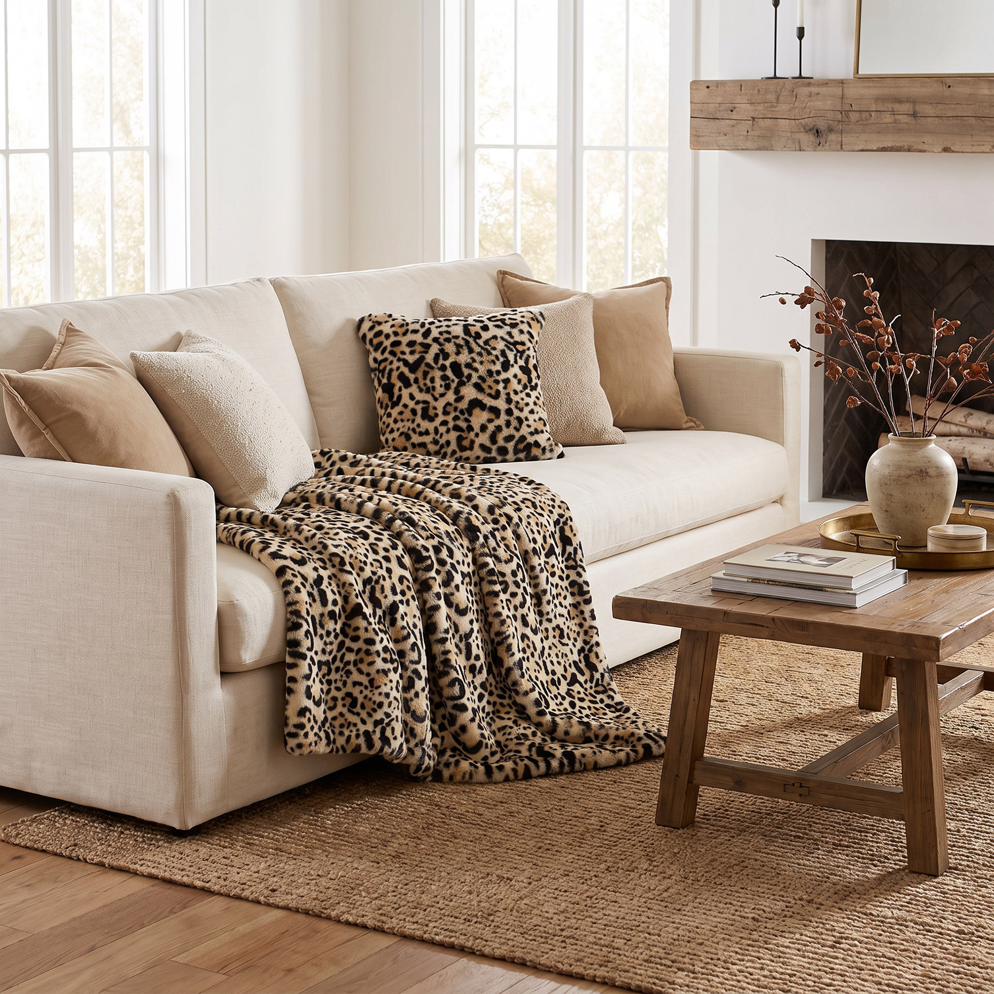 وسادة فرو صناعي بطبعات جلد الفهد - 45×45 سم-household-cushionsandthrows-filledcushions-decorativecushions-image-4