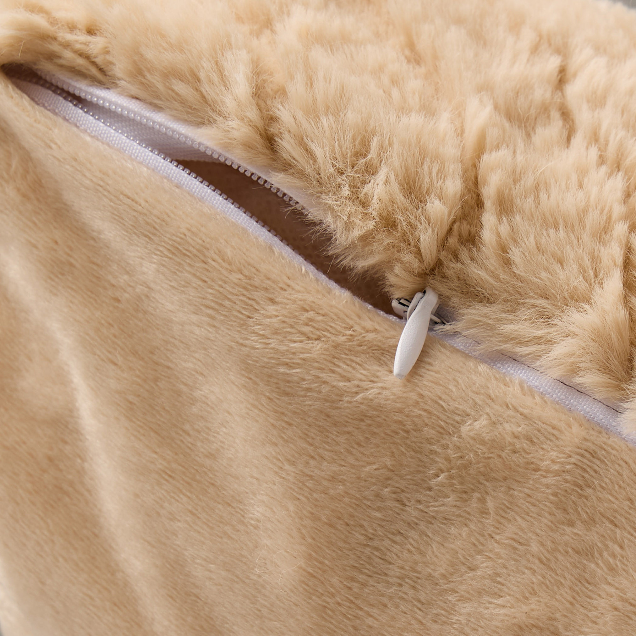 Textured Faux Fur Cushion - 45x45 cm-household-cushionsandthrows-filledcushions-decorativecushions-image-3
