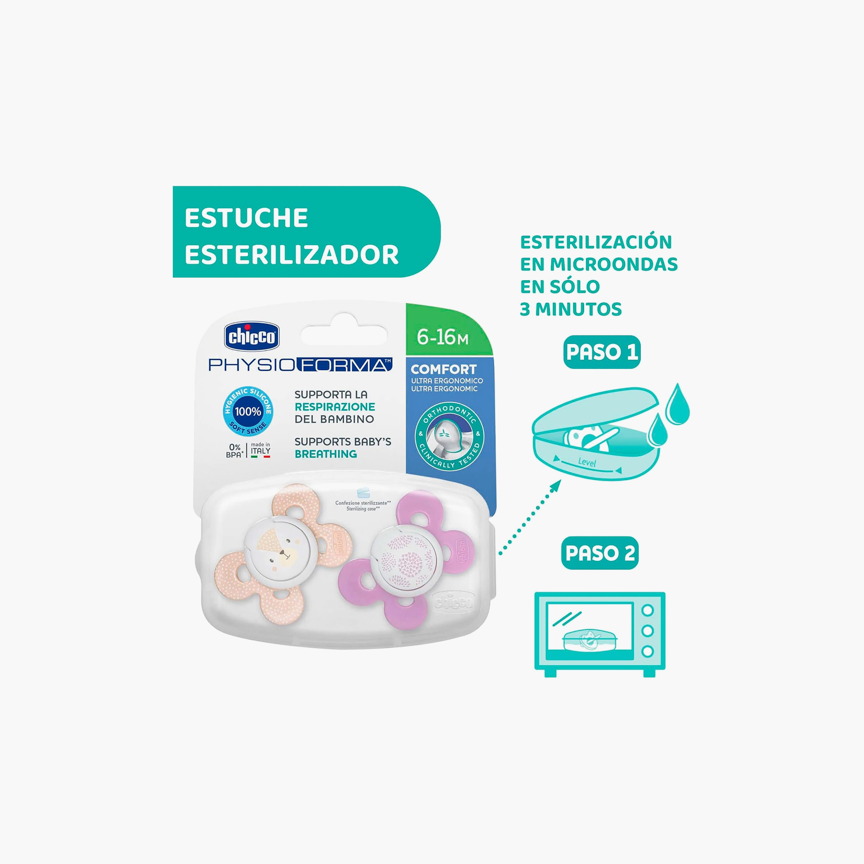 لهايات أطفال بتصميم سيليكون من شيكو، 6-16 شهرًا - عبوة من قطعتين-baby-feeding-pacifiers-image-7