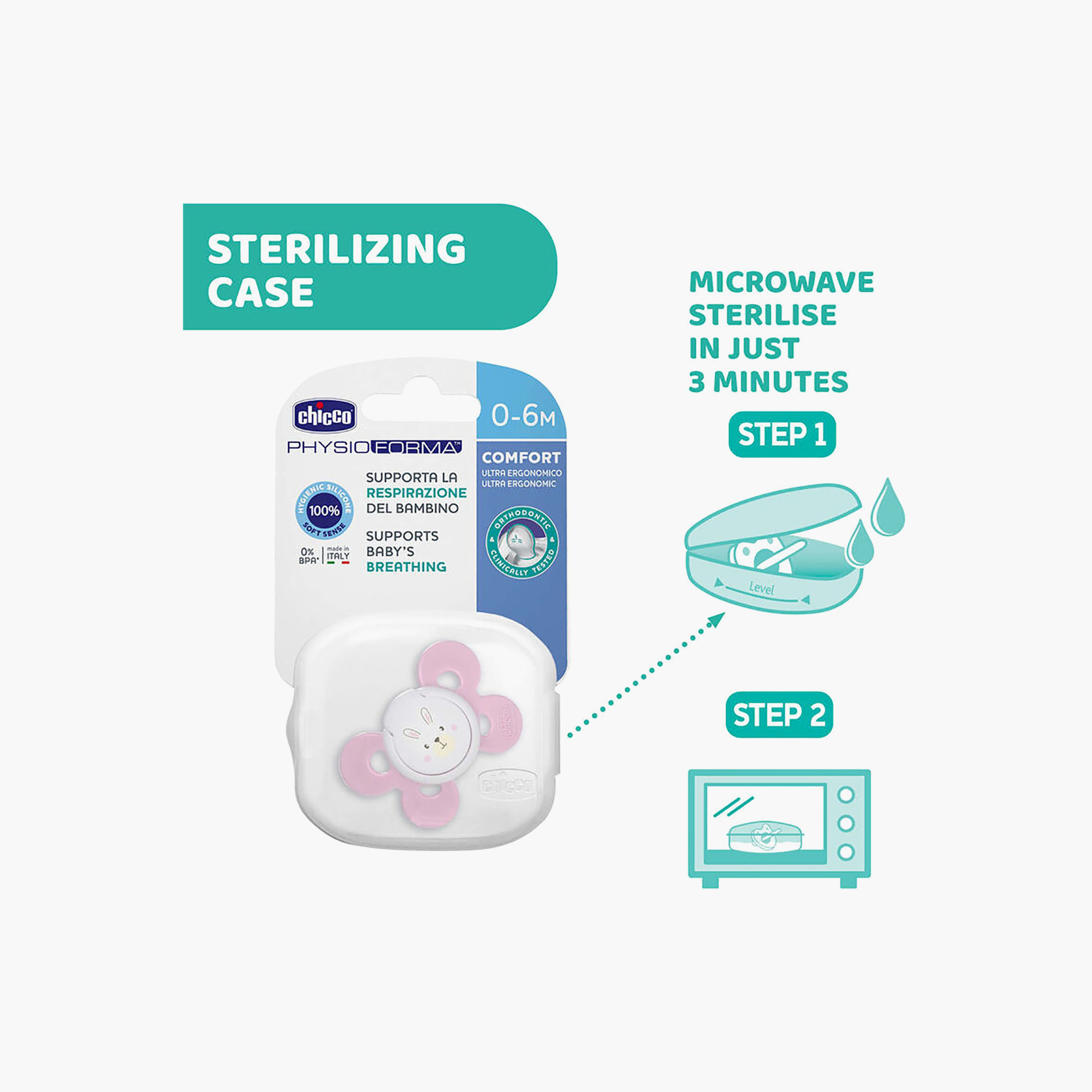 Pack of 2 Chicco Physioforma Comfort Baby Pacifier with Carry Case, 0-6 months-baby-feeding-pacifiers-image-6