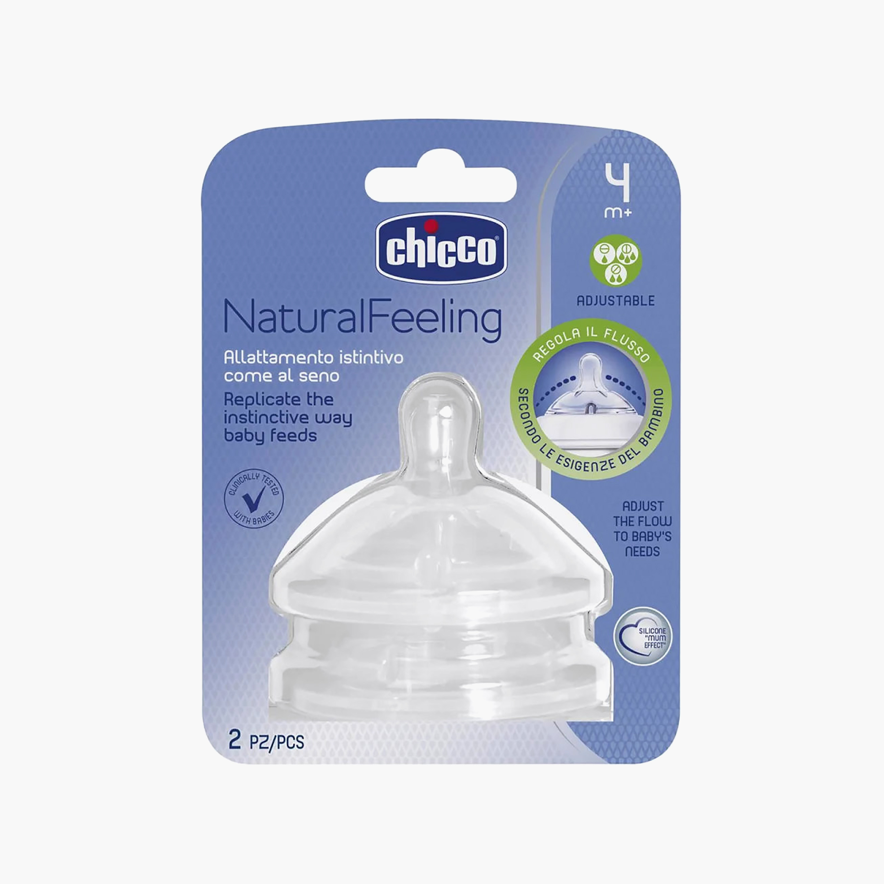 Chicco Natural Feeling Adjustable Silicone Teats - Pack of 2,  4+ Months-baby-feeding-feedingbottles-bottlesandteats-image-4