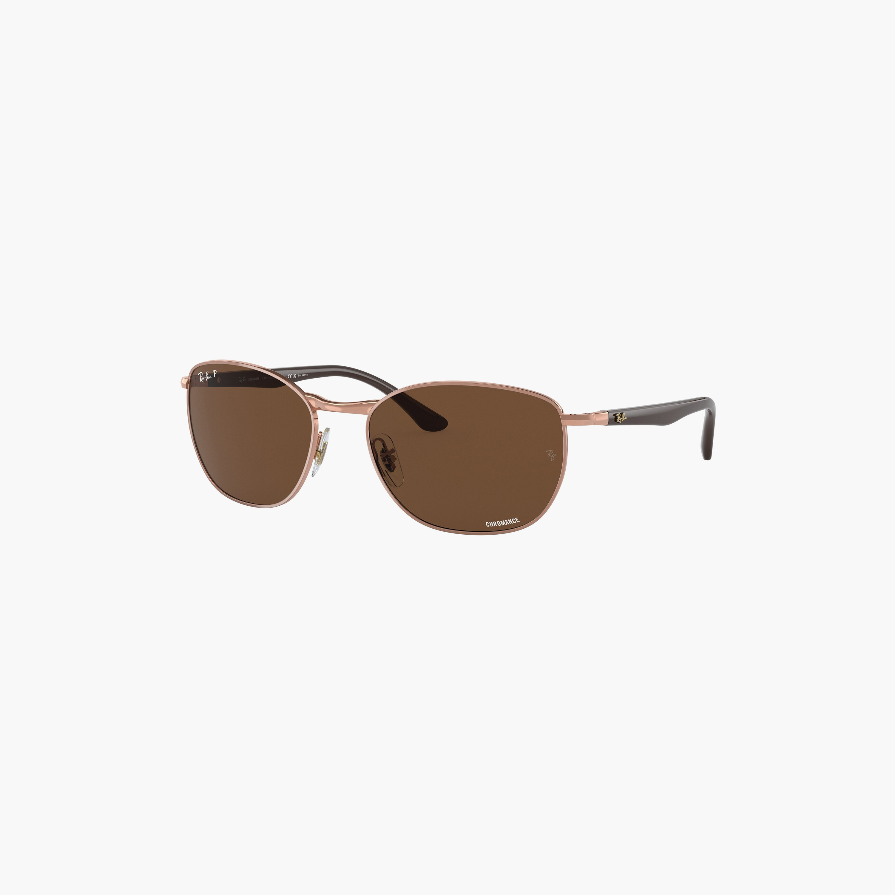 نظارات شمسية راي بان للجنسين، مستطيلة الشكل، بنية اللون، مستقطبة | 3702-men-sunglasses-image-1
