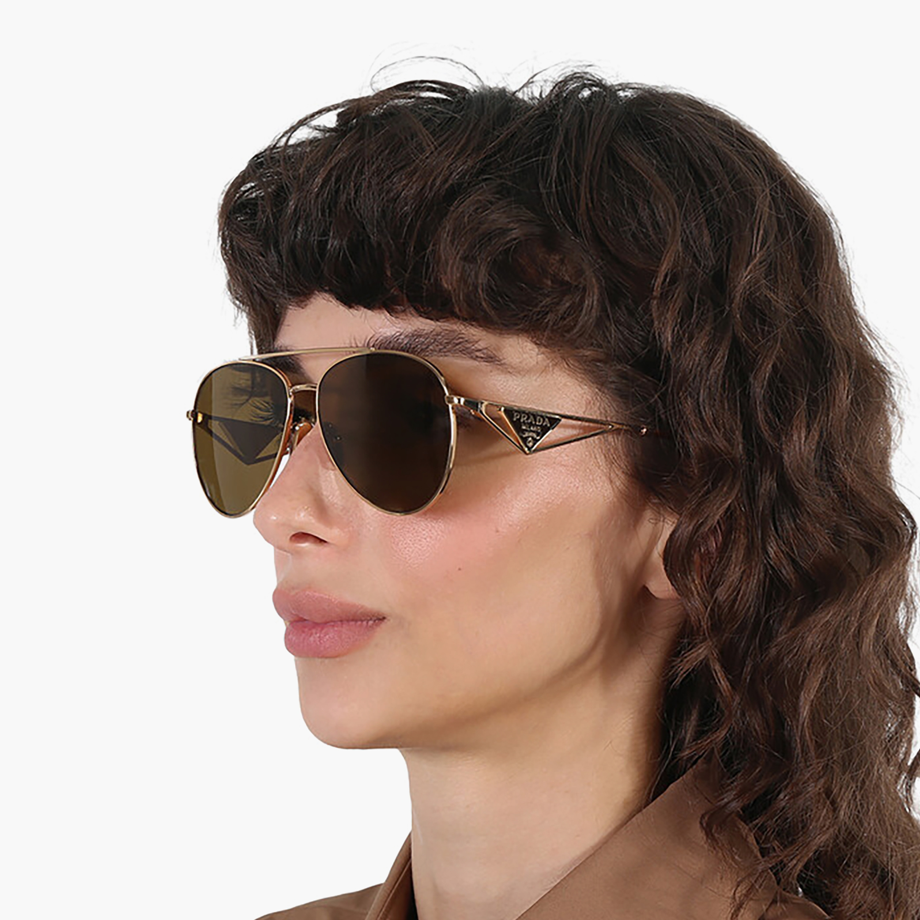 نظارات شمسية برادا النسائية بتصميم طيار بني | 73ZS-women-sunglasses-image-5