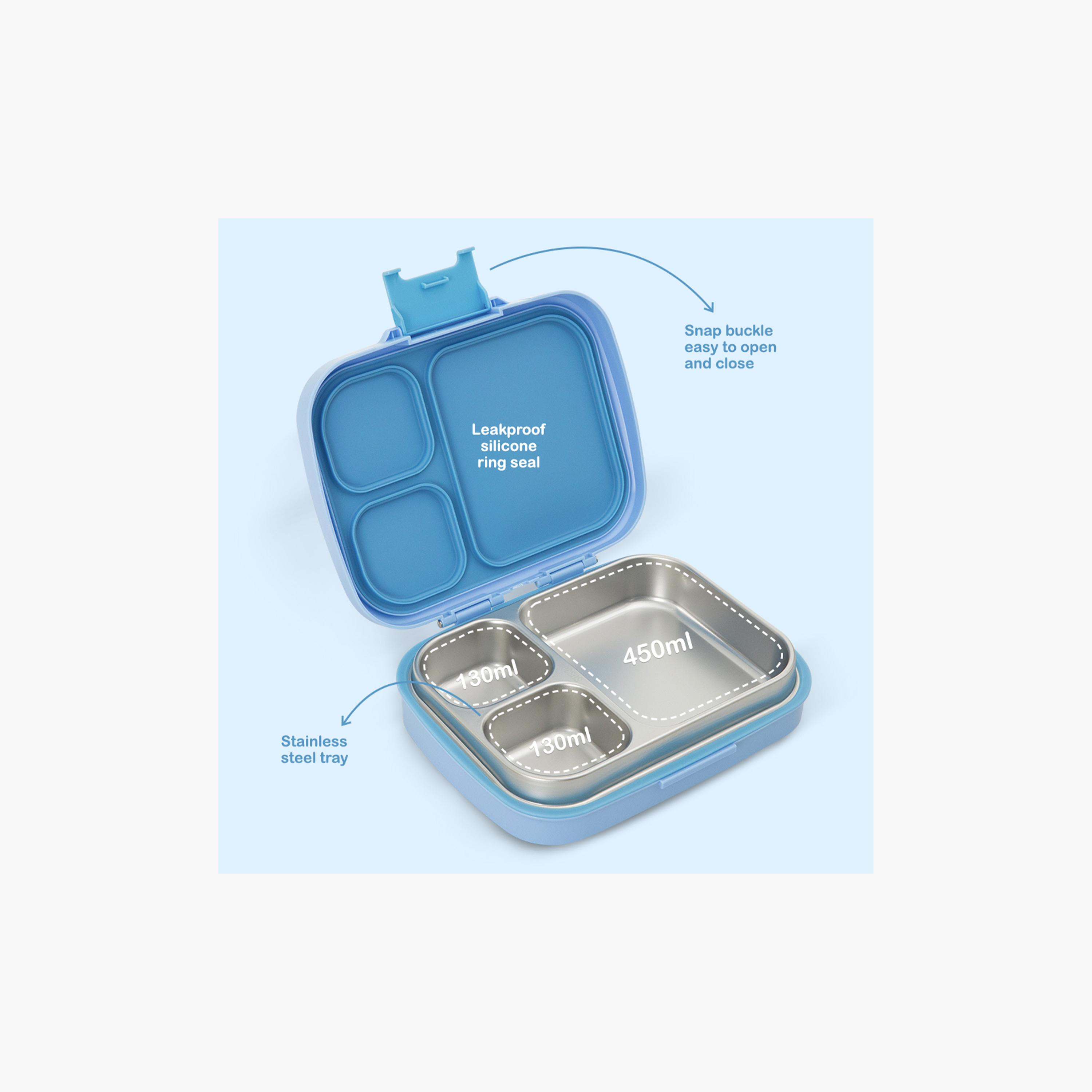 صندوق غداء ستانلس ستيل بريميوم بـ 3 أقسام ومقاوم للتسريب من إيزي كيدز - 710 مل-school-lunchessentials-lunchboxes-image-9