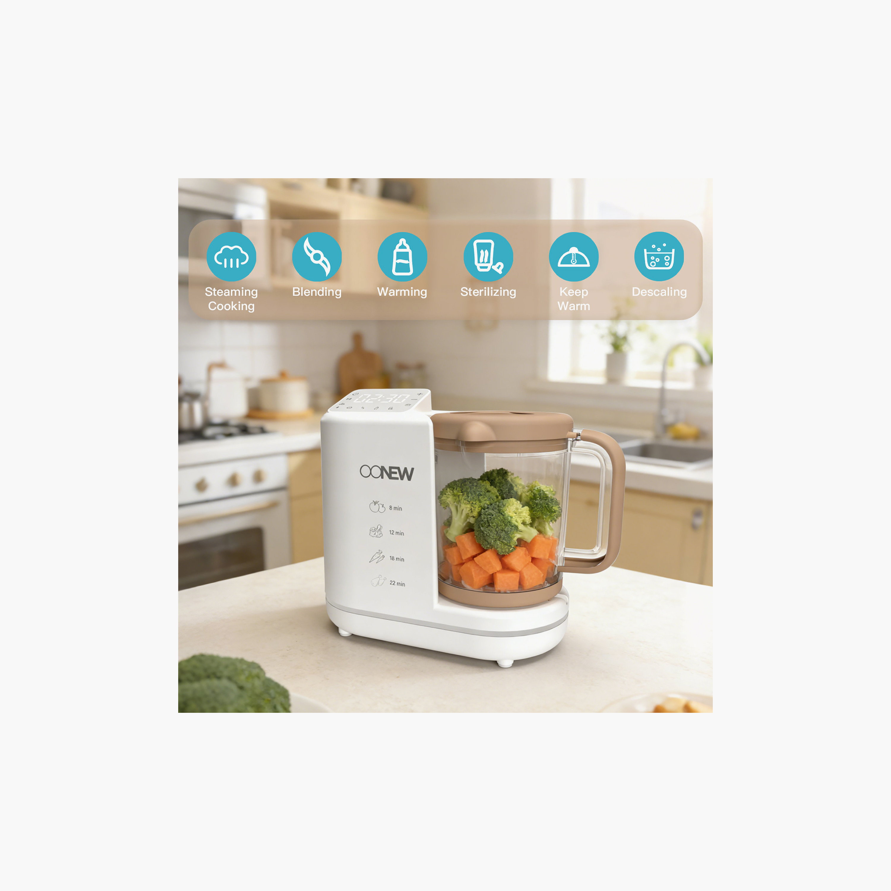Oonew 6-In-1 Auto-Clean Digital Food Steamer Blender with LED Touch-baby-feeding-babyfoodprocessors-image-4